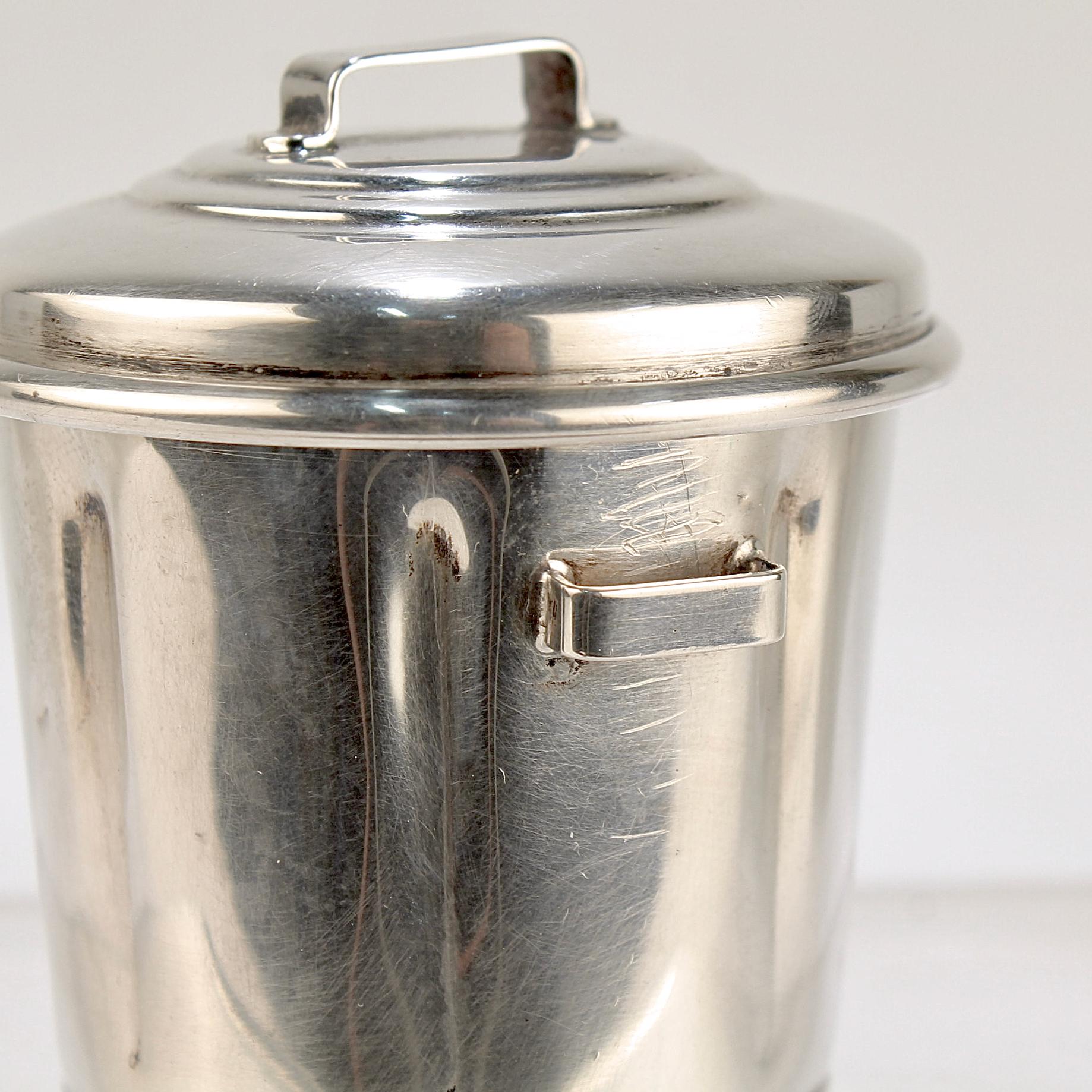 Mid-Century Cartier Sterling Silver Trash Can Shaped Cocktail Toothpick Holder 3