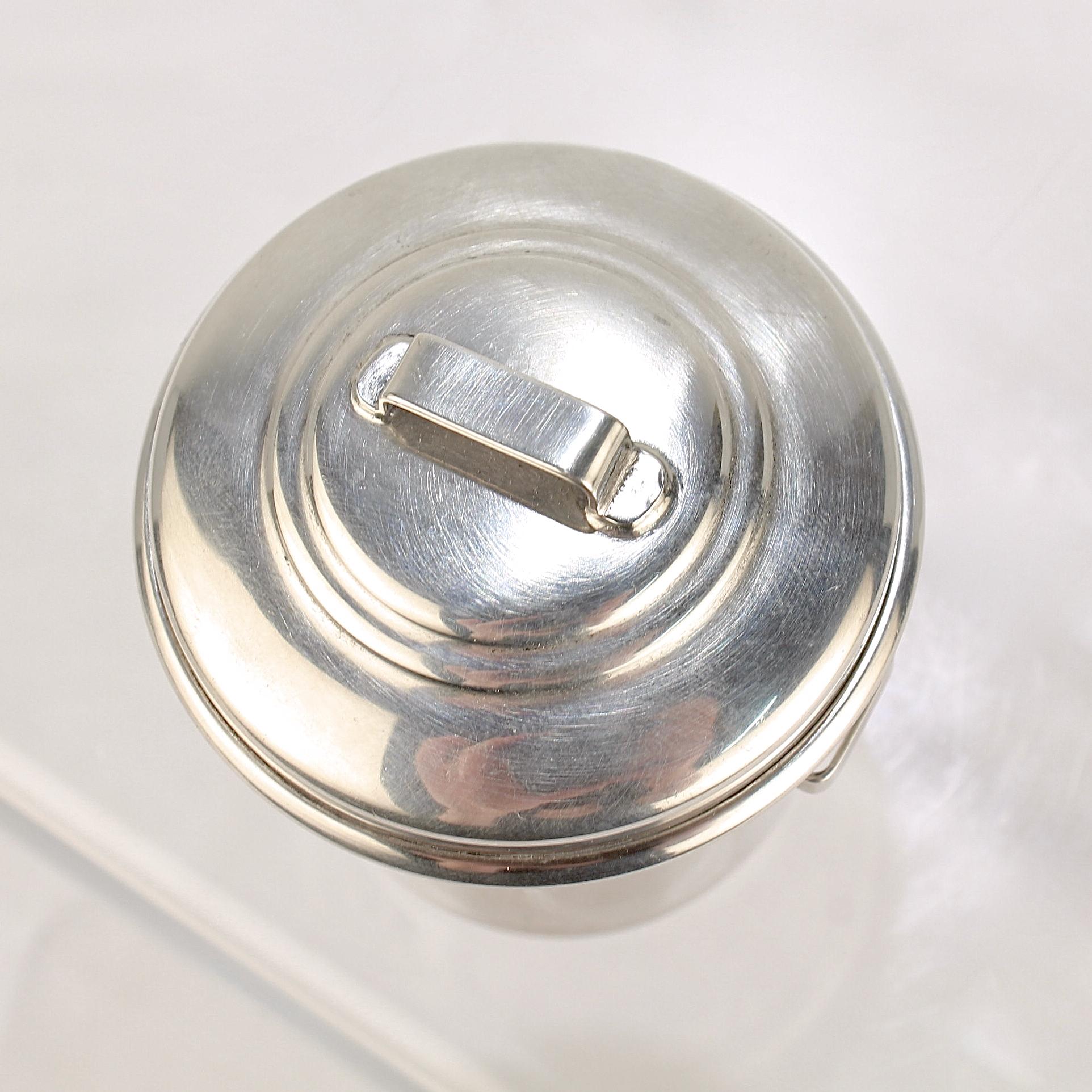 Modern Mid-Century Cartier Sterling Silver Trash Can Shaped Cocktail Toothpick Holder