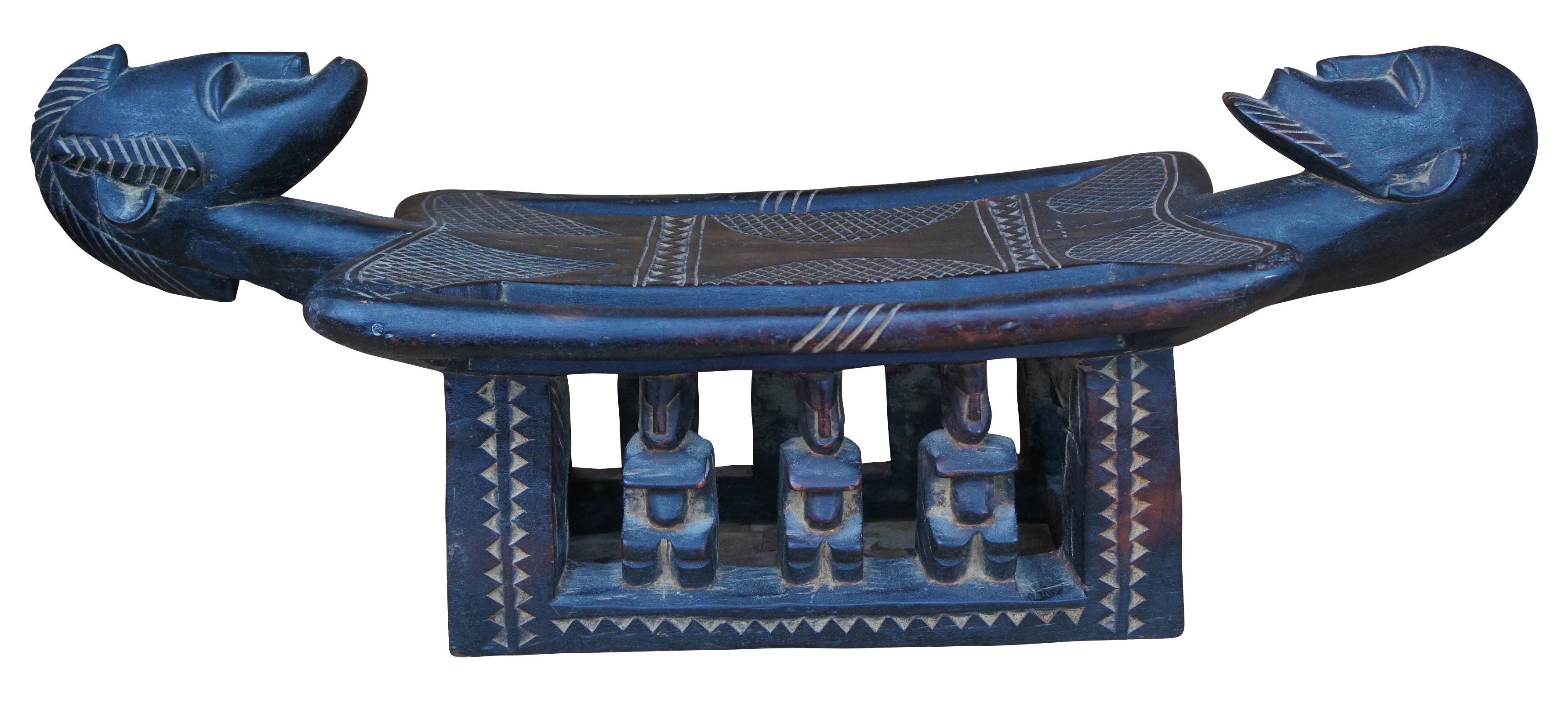 Mid-Century Carved African Dogon Marriage Stool Altar Bench Tribal Seat In Good Condition In Dayton, OH