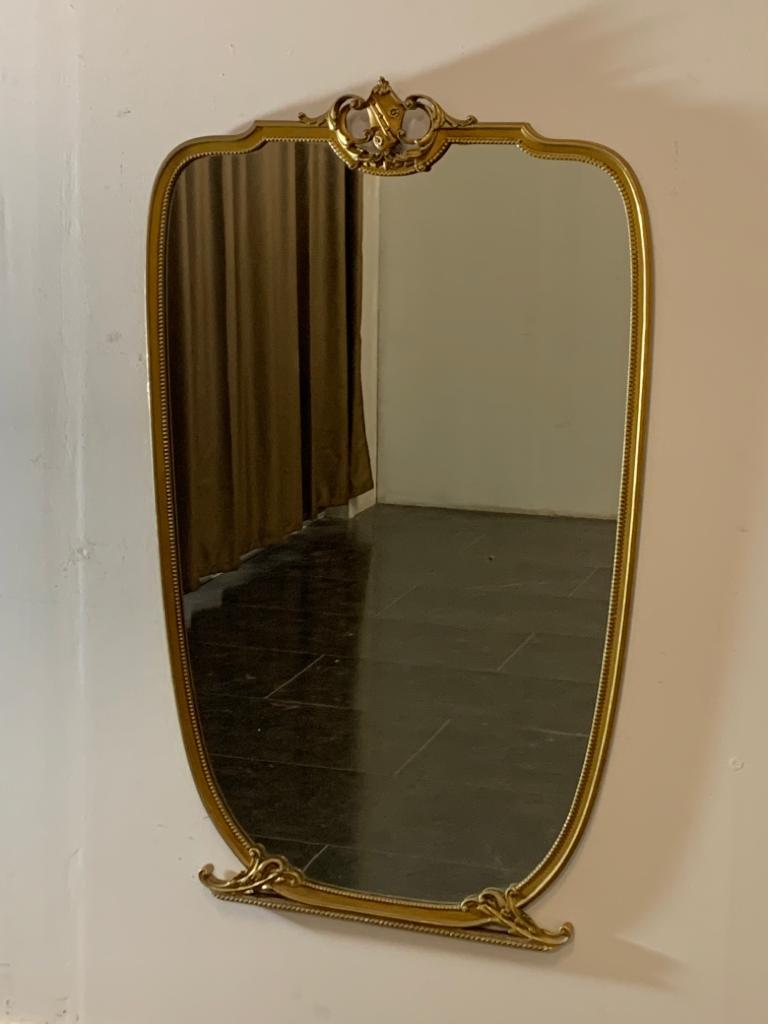 Mid-Century Modern Mid-Century Carved and Golden Mirror, 1950s For Sale