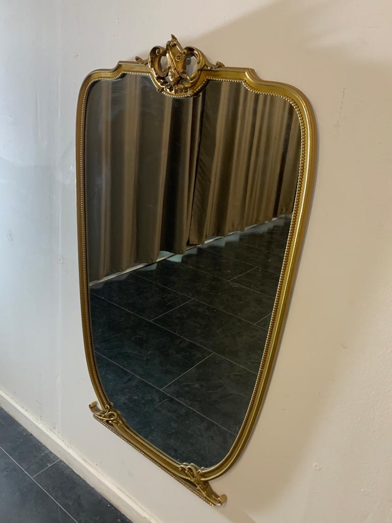 Mid-Century Carved and Golden Mirror, 1950s For Sale 2