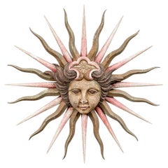 Busto de madera tallada y pintada Sunburst