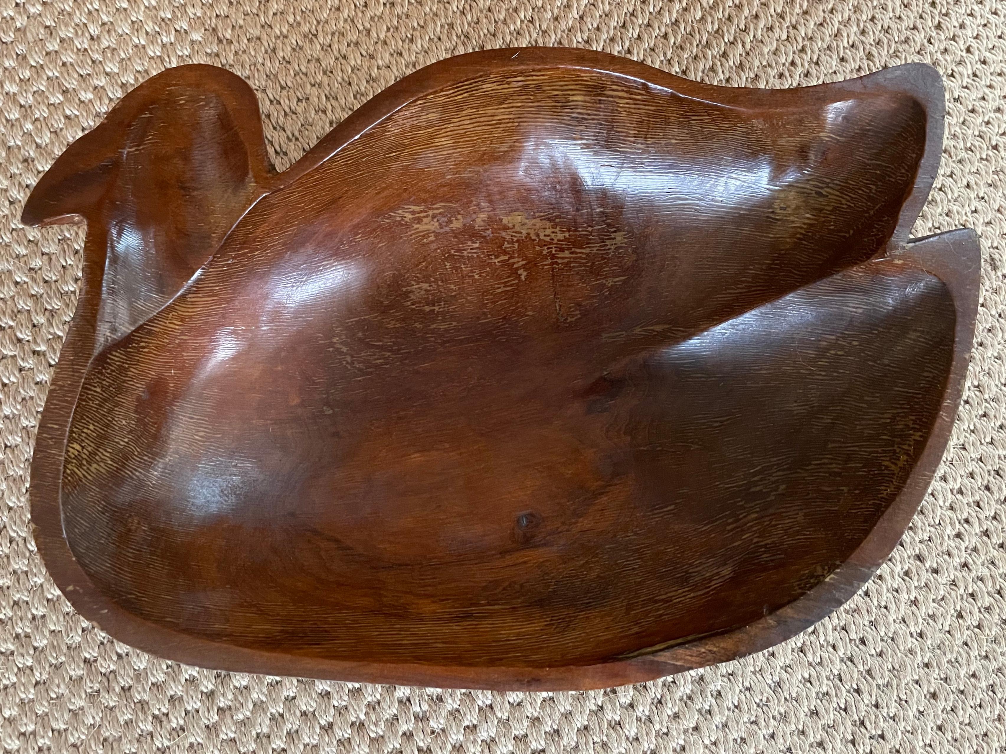 Mid-Century Modern Mid-Century Carved Bird Bowl Sculpture
