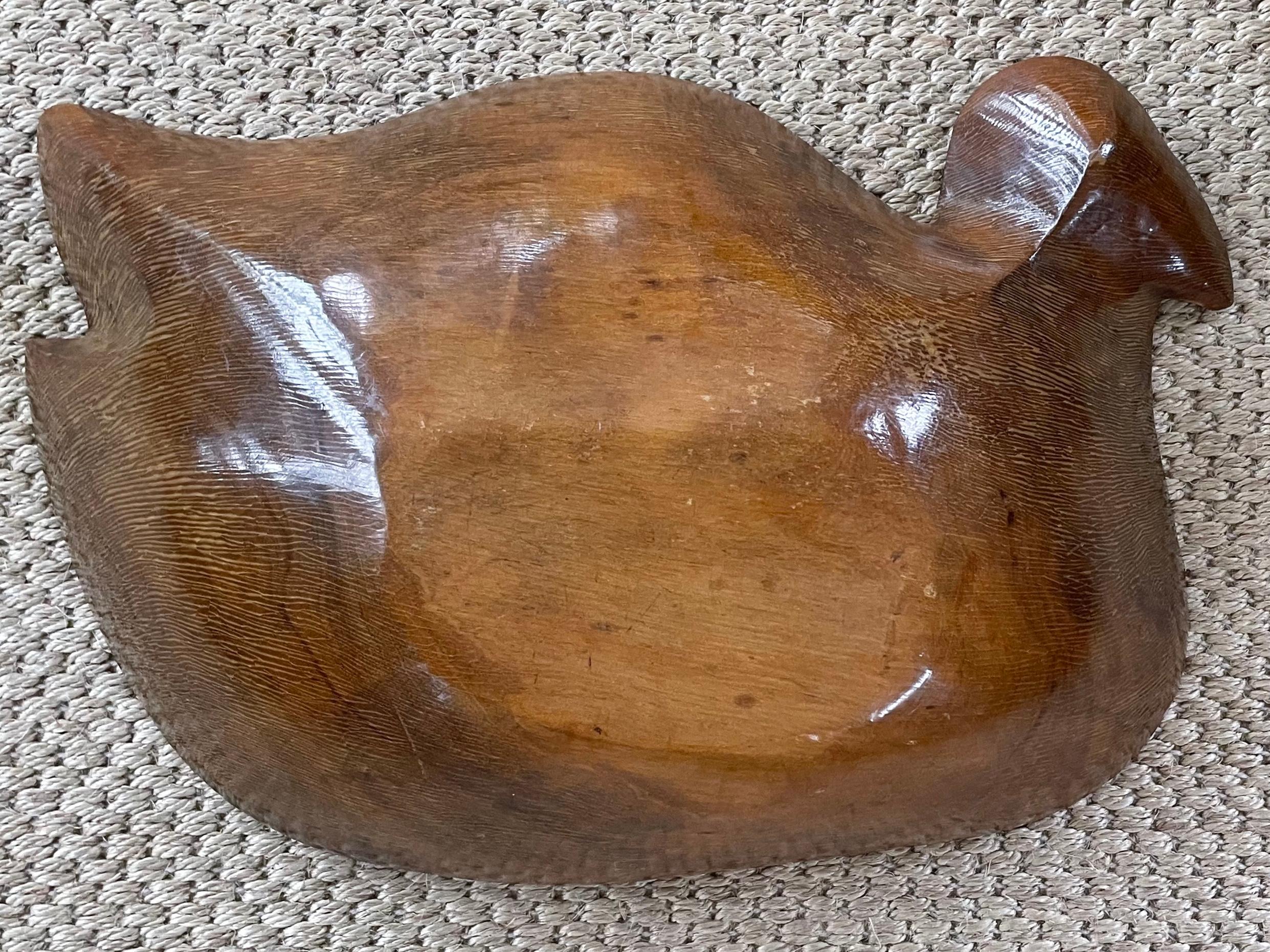 American Mid-Century Carved Bird Bowl Sculpture
