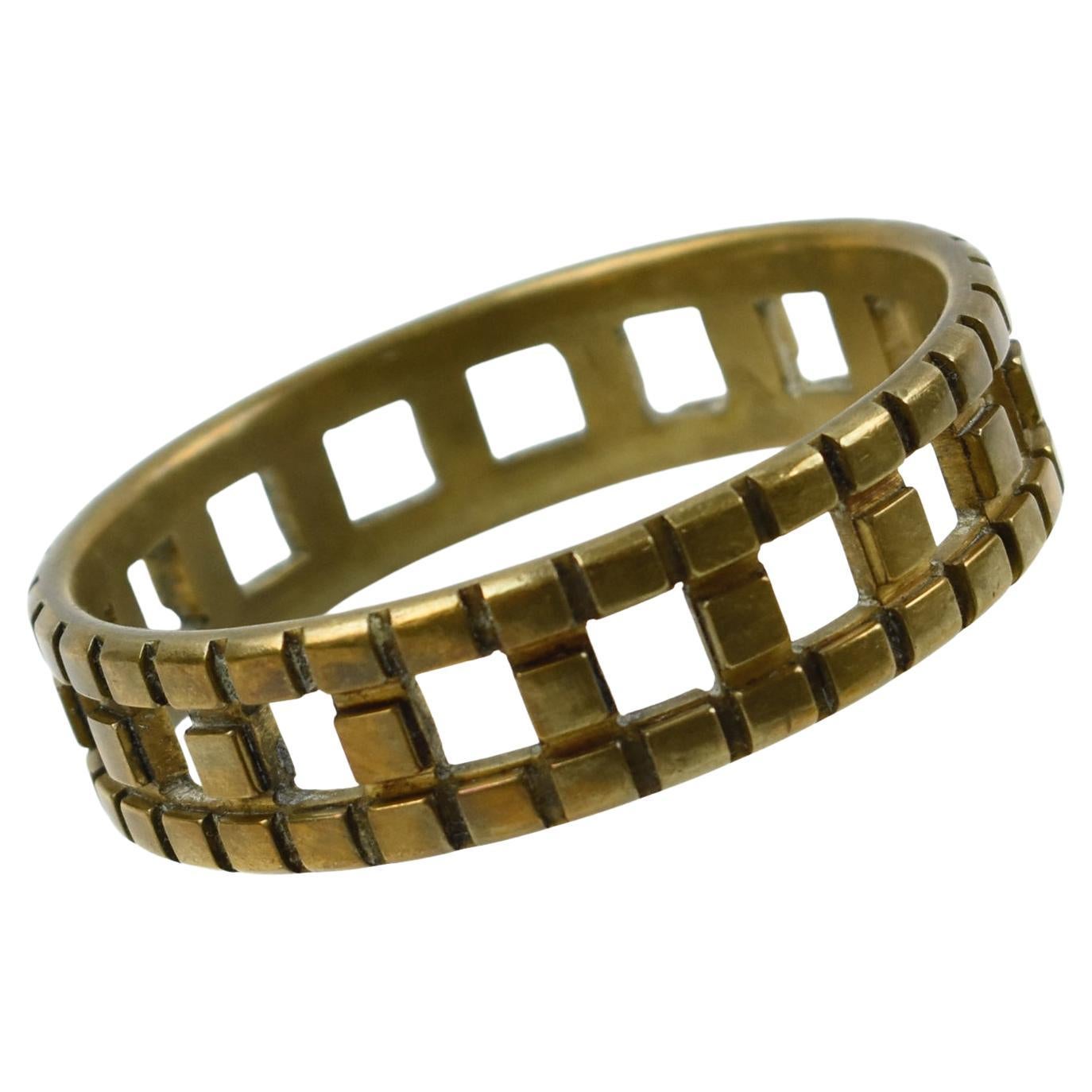 Bracciale Bangle in bronzo intagliato di metà secolo