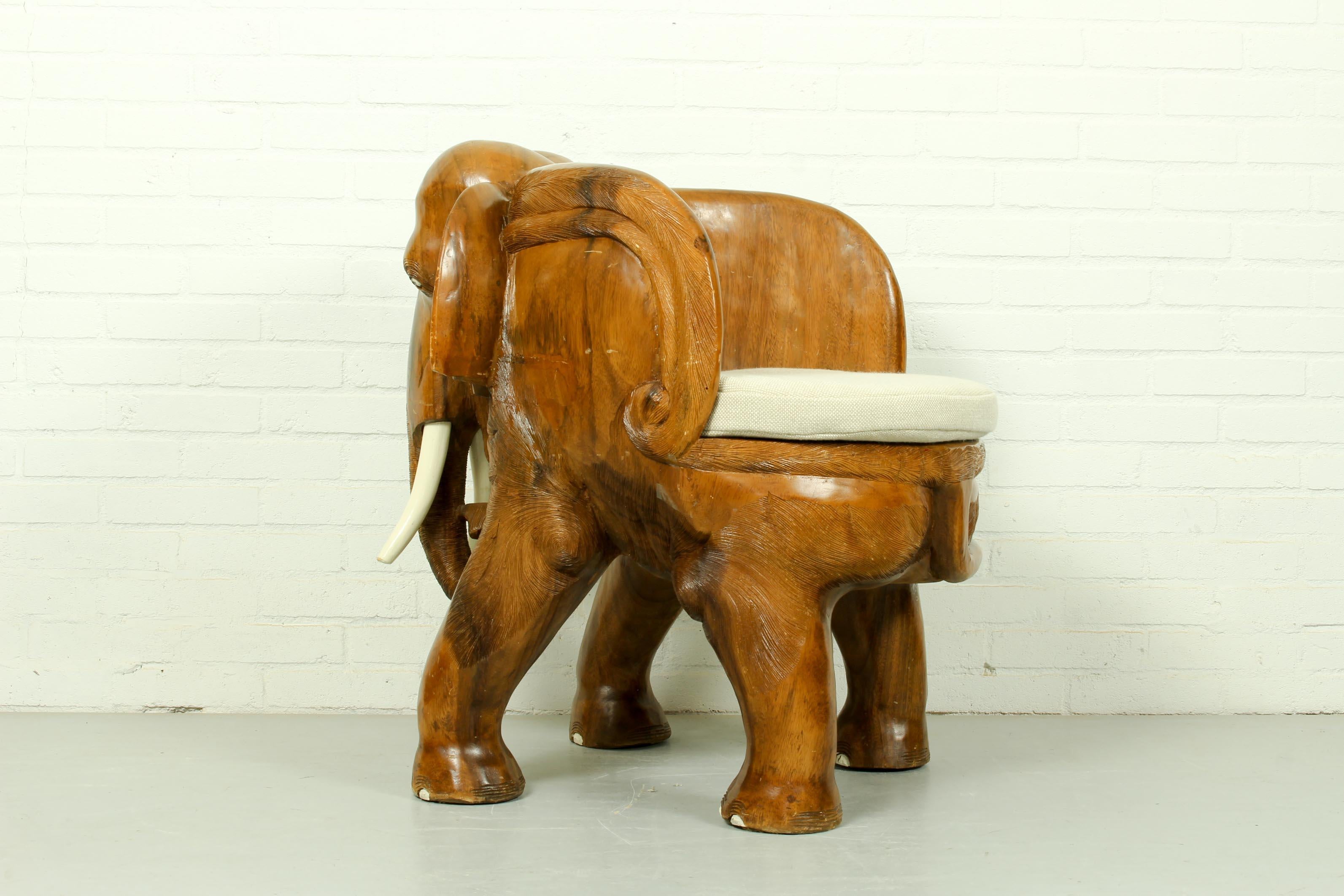 20th Century Midcentury Carved Elephant Chair