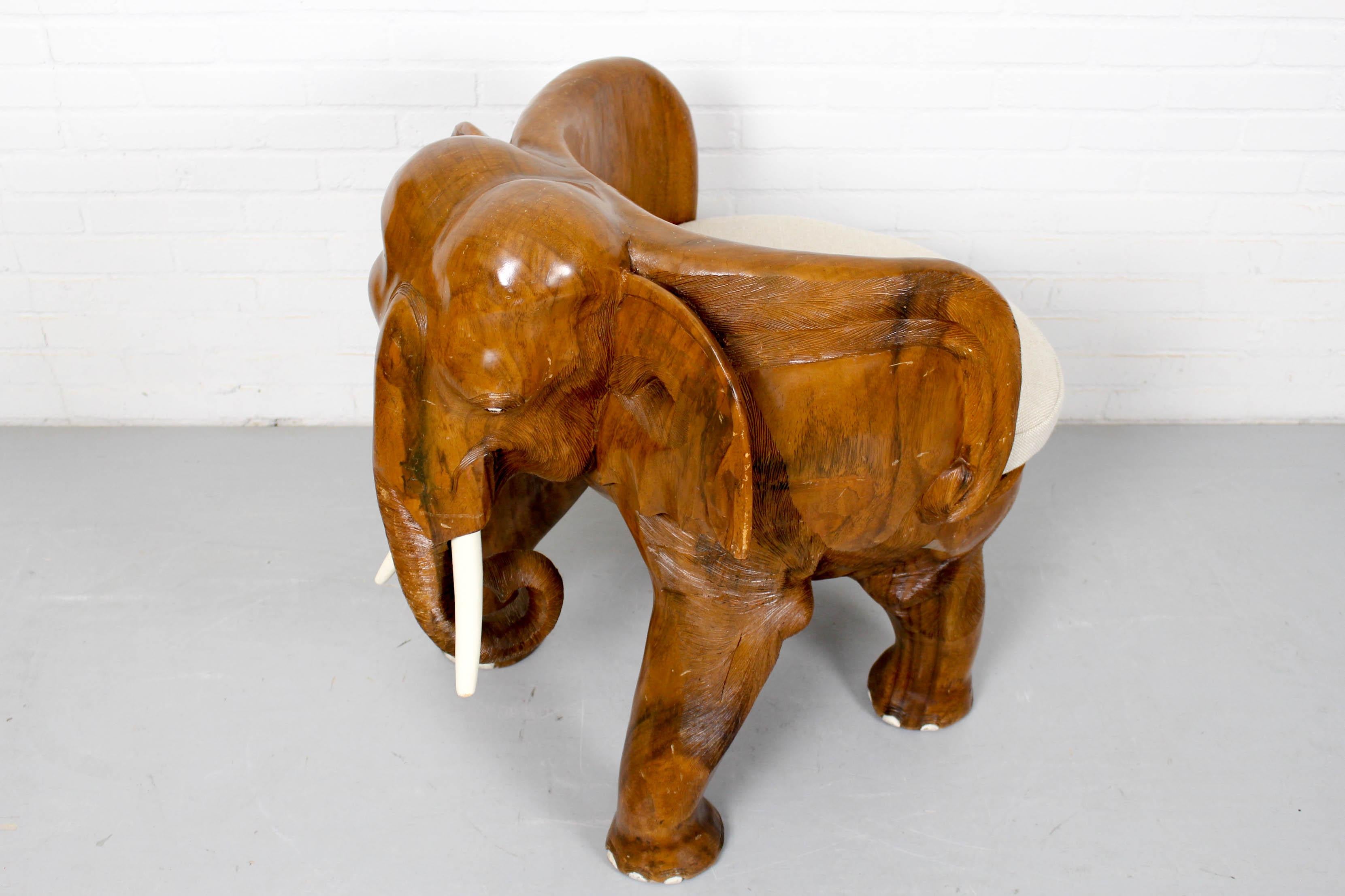 Midcentury Carved Elephant Chair 1