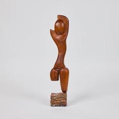 Mid-Century Carved Female Wood  Figure Sculpture