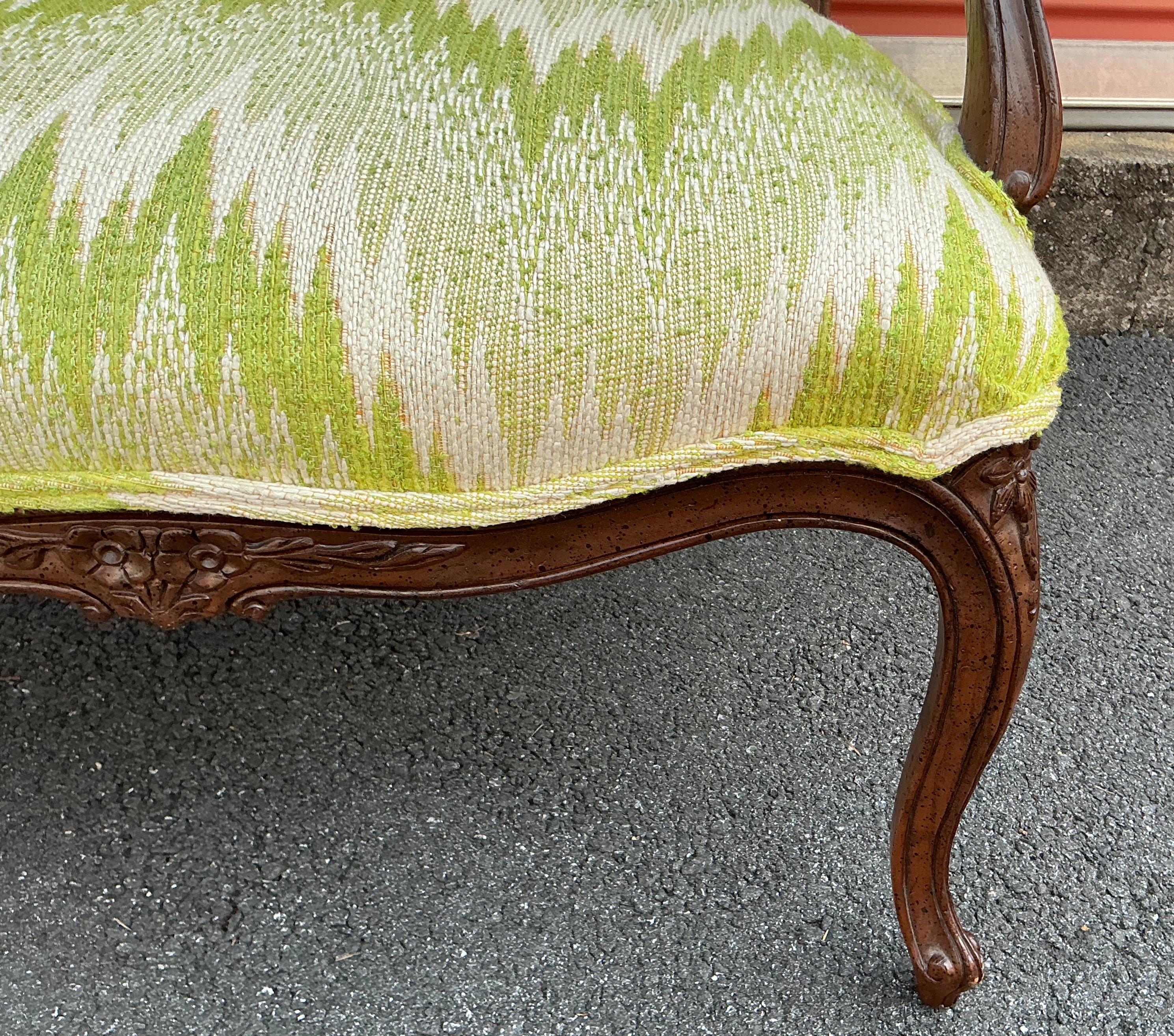Italian Mid-Century Carved Fruitwood French Louis XIV Style Bergere Chairs -Pair For Sale
