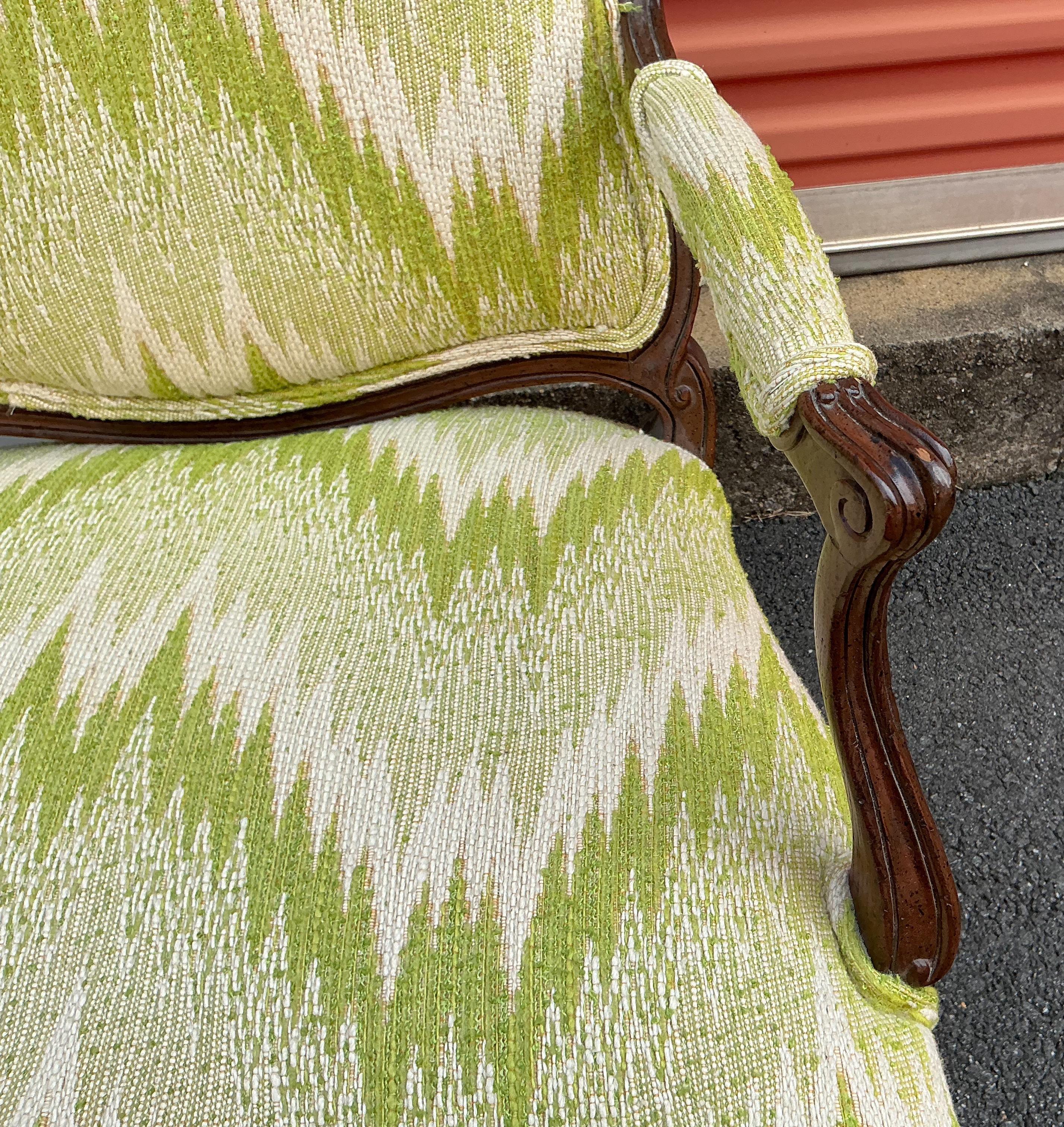 20th Century Mid-Century Carved Fruitwood French Louis XIV Style Bergere Chairs -Pair For Sale