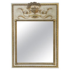 Mid-Century Carved Giltwood Trumeau Style Milch & Son Italian Painted Mirror