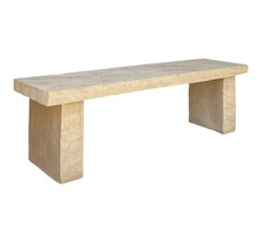 Mid Century Carved Limestone Minimalist Bench