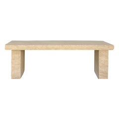 Mid Century Carved Limestone Minimalist Bench