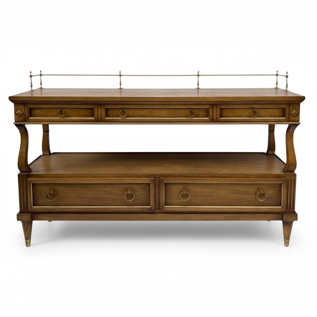 Neoclassical Mid-Century Carved Mahogany Neo-Classical Style Credenza / Sideboard / Bar For Sale