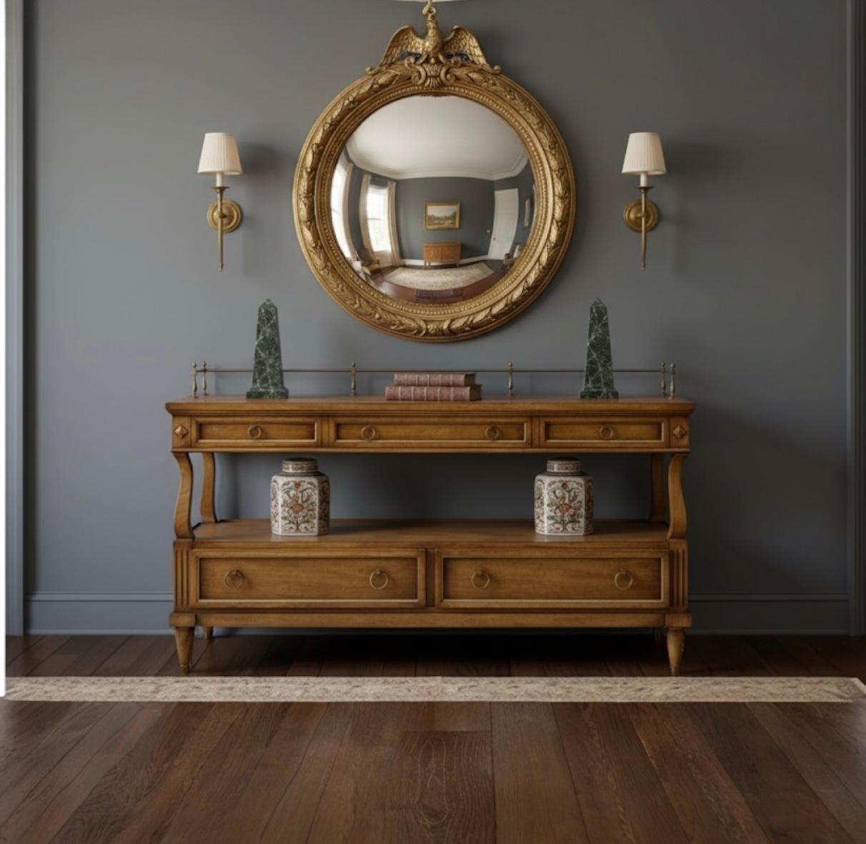 Mid-Century Carved Mahogany Neo-Classical Style Credenza / Sideboard / Bar For Sale 1