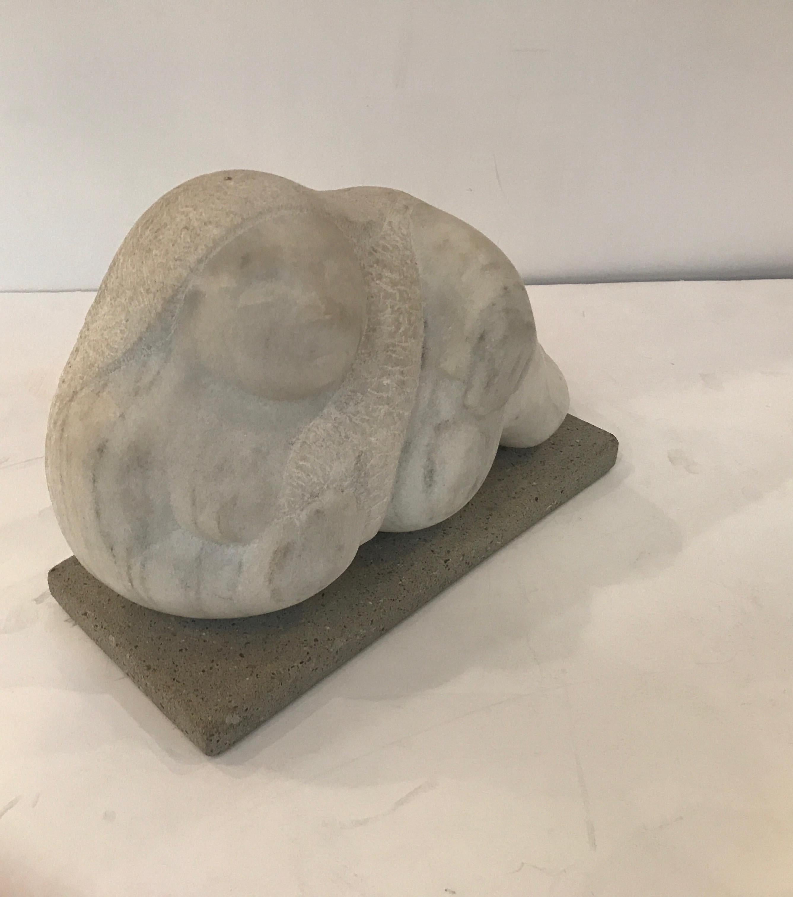 Mid-Century Modern Midcentury Carved Marble Botero Style Reclining Figure Sculpture