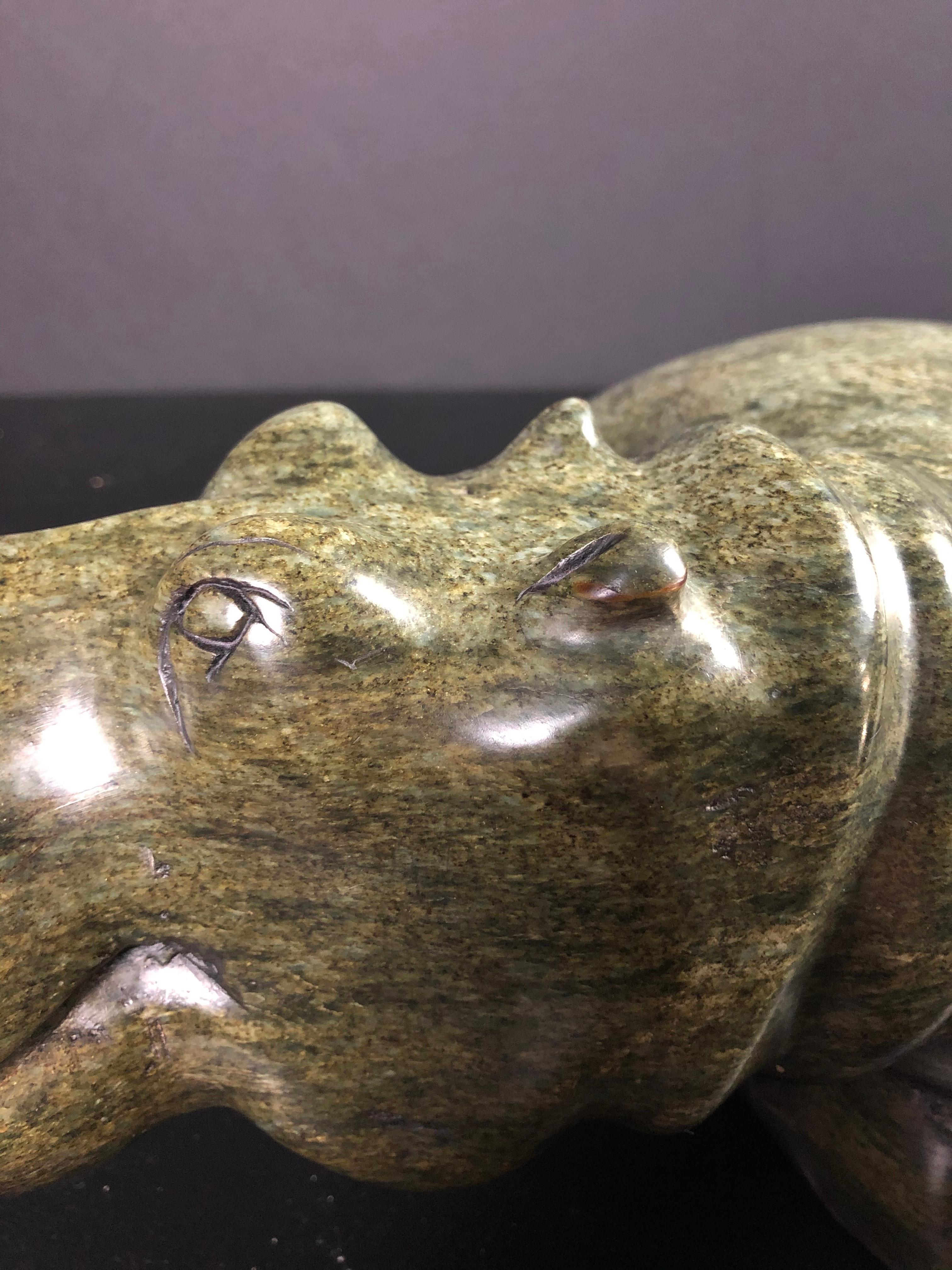 Mid-Century Modern Mid century Carved Marble Hippo Sculpture For Sale