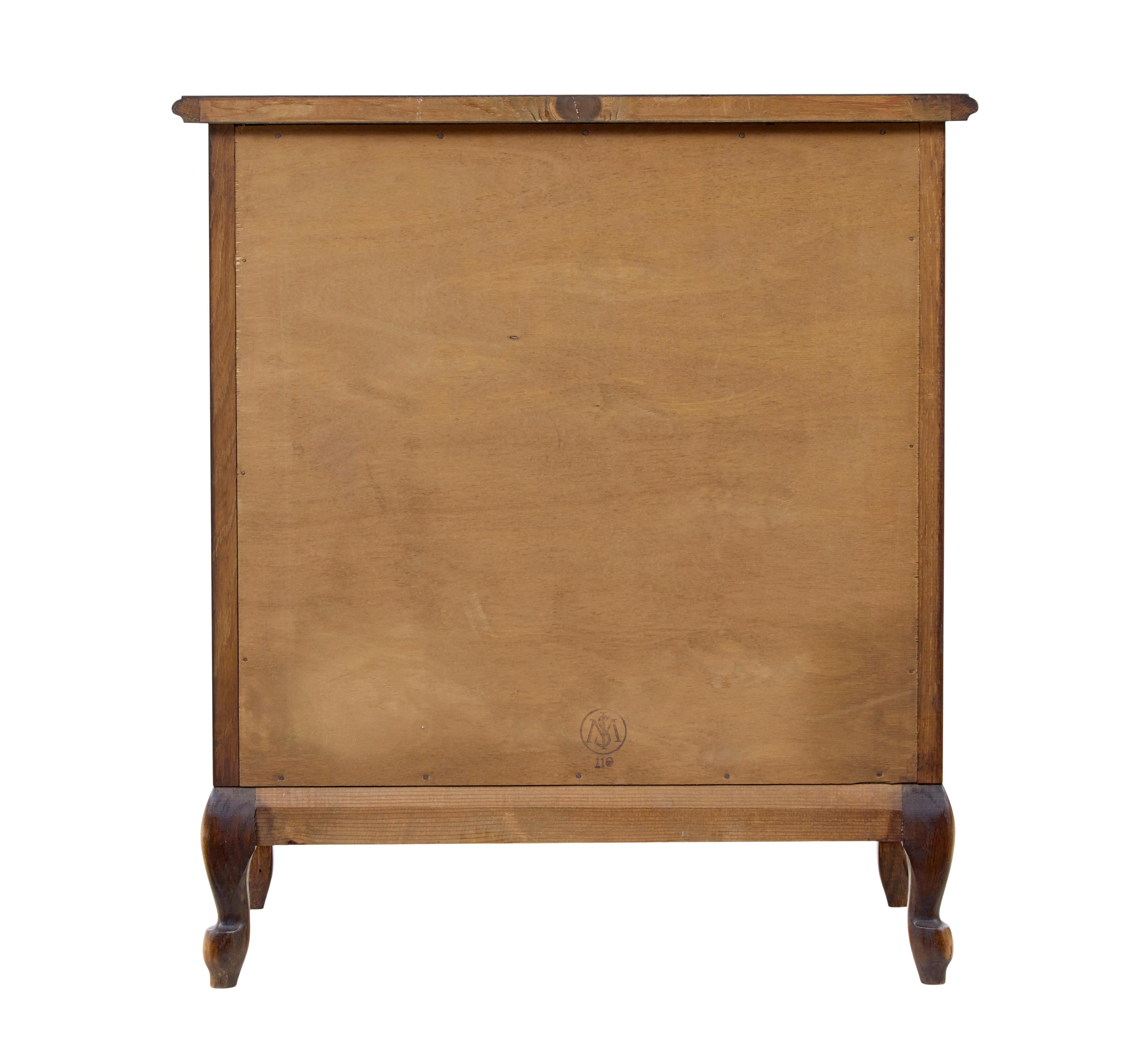 Carved Mid century carved oak small chest of drawers by Bodafors For Sale