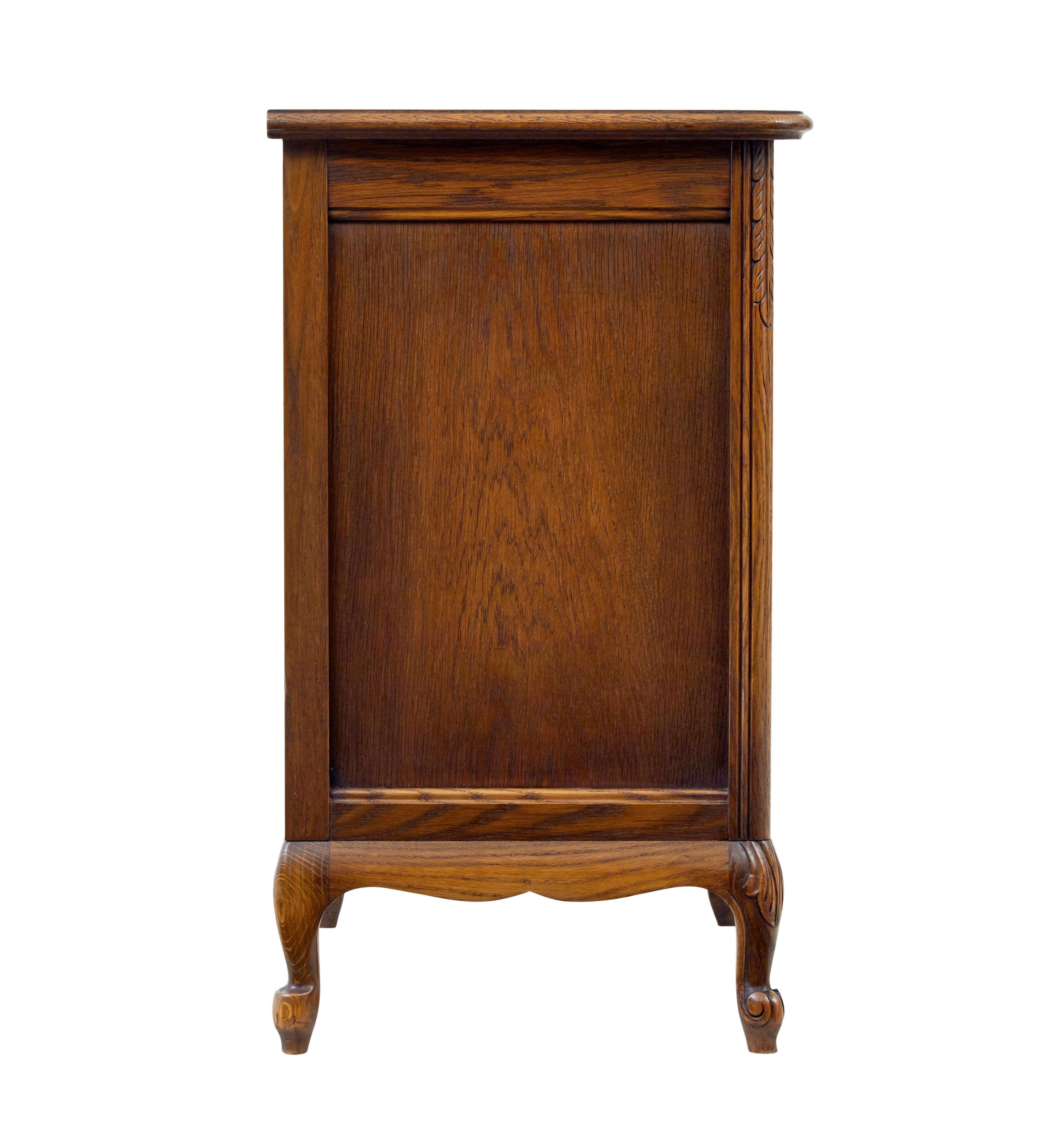 Mid century carved oak small chest of drawers by Bodafors In Good Condition For Sale In Debenham, Suffolk