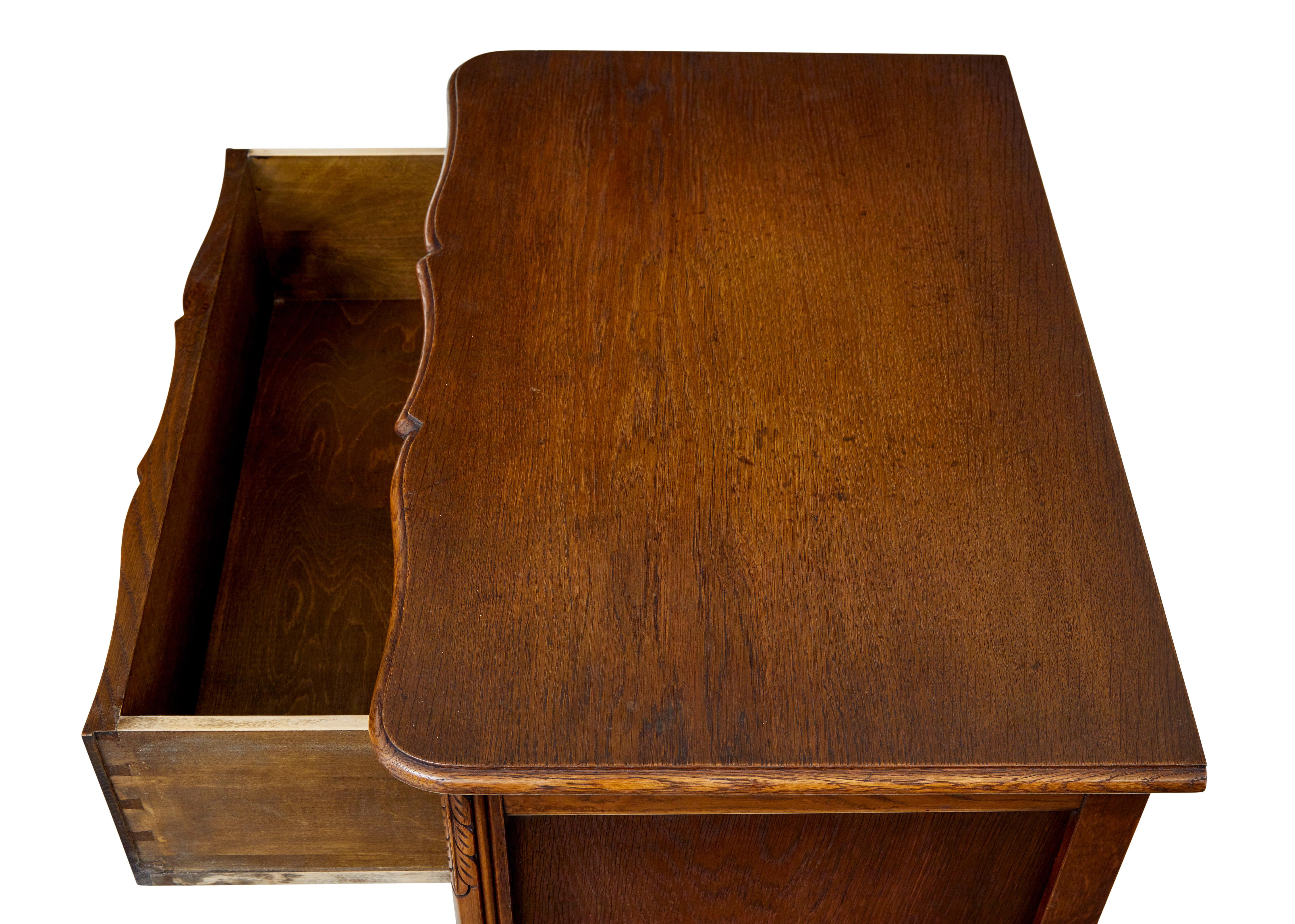Oak Mid century carved oak small chest of drawers by Bodafors For Sale