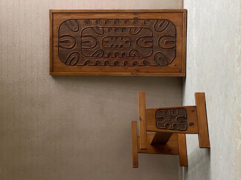 Mid Century Carved Pine Dining Table, Circa 1970 For Sale at 1stDibs