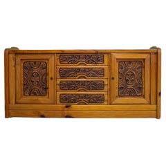 Mid-Century Carved Pine Sideboard, 1970s