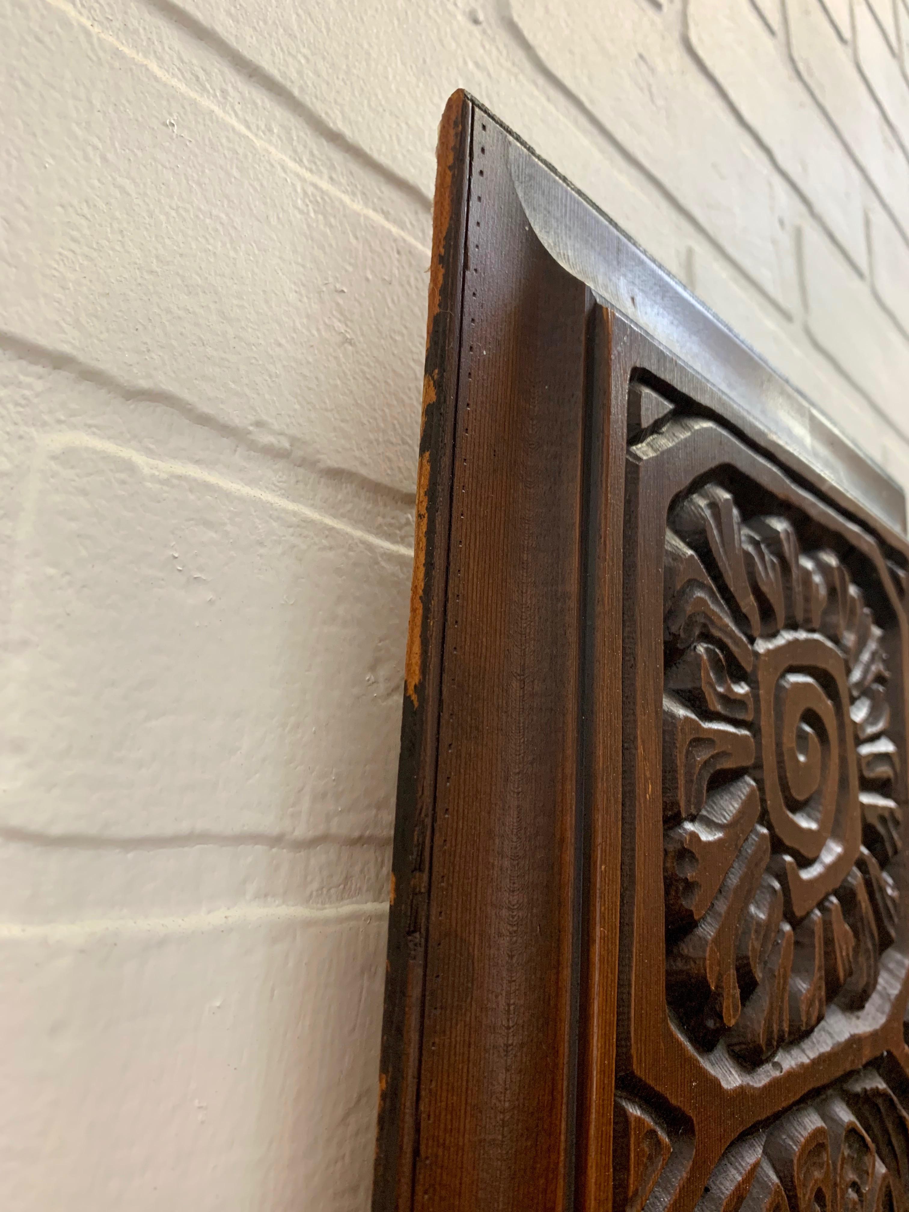 Midcentury Carved Redwood Panel 7