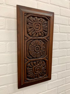Midcentury Carved Redwood Panel