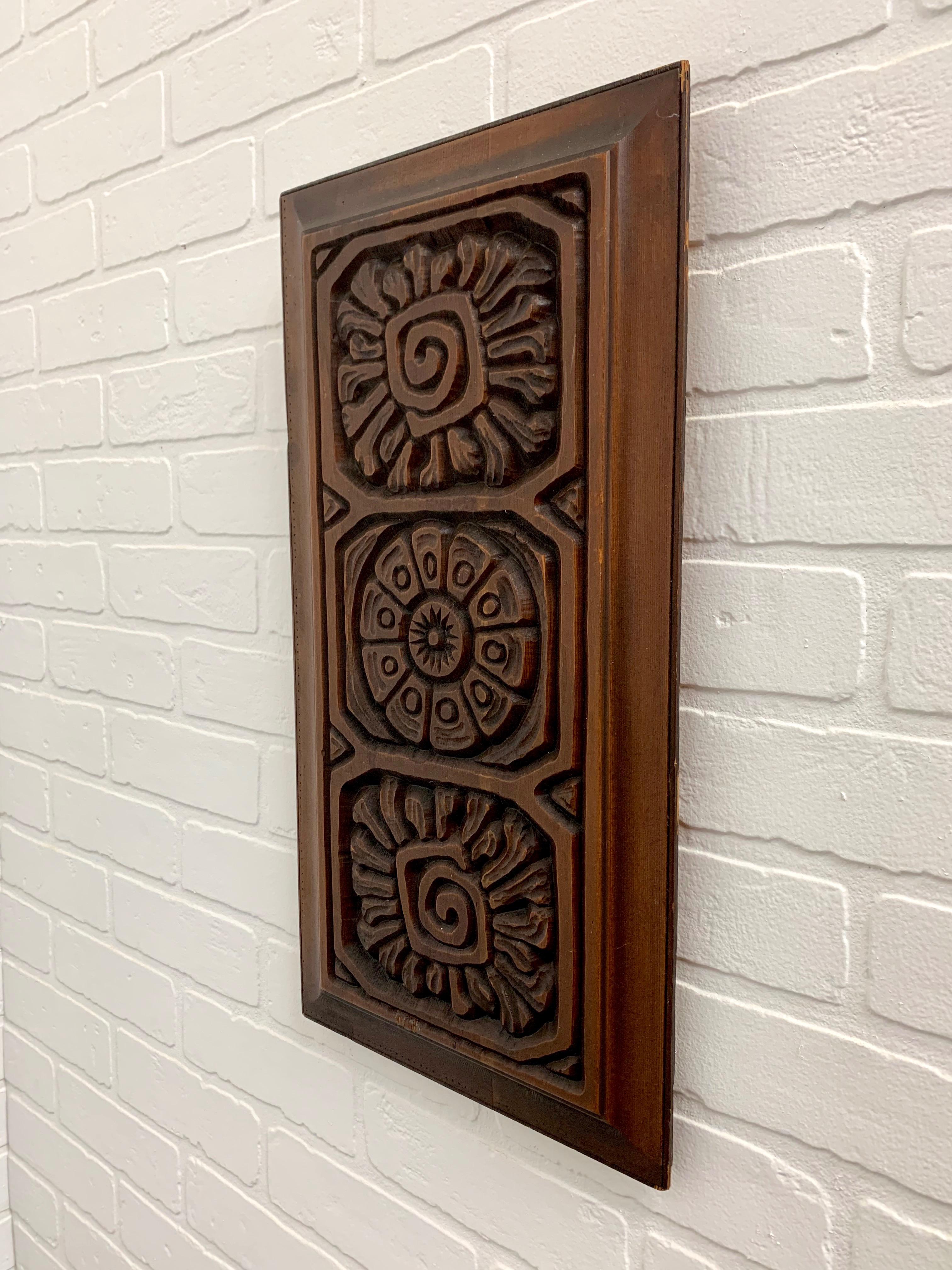 Mid-Century Modern Midcentury Carved Redwood Panel