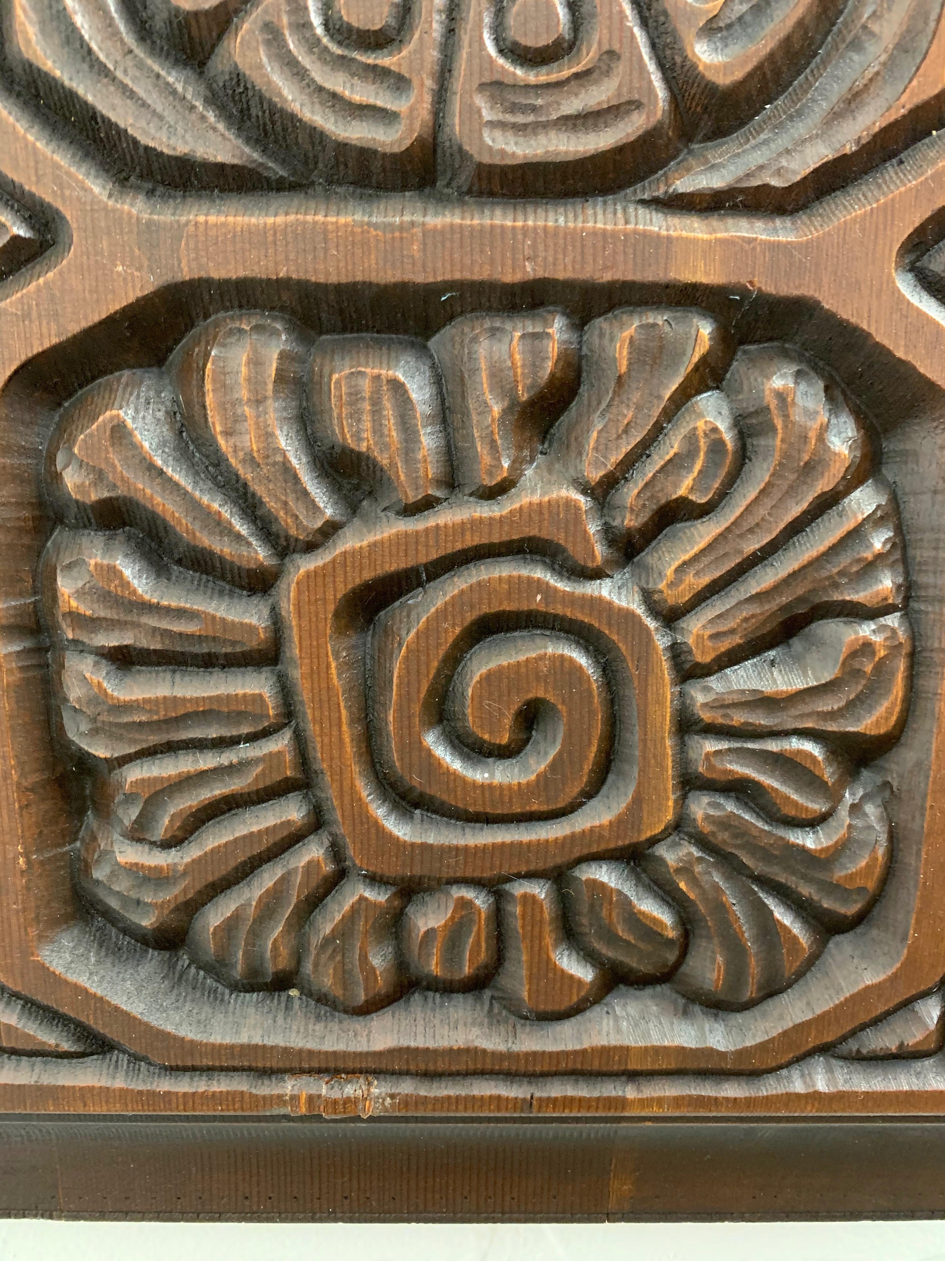 Midcentury Carved Redwood Panel In Good Condition In Denton, TX