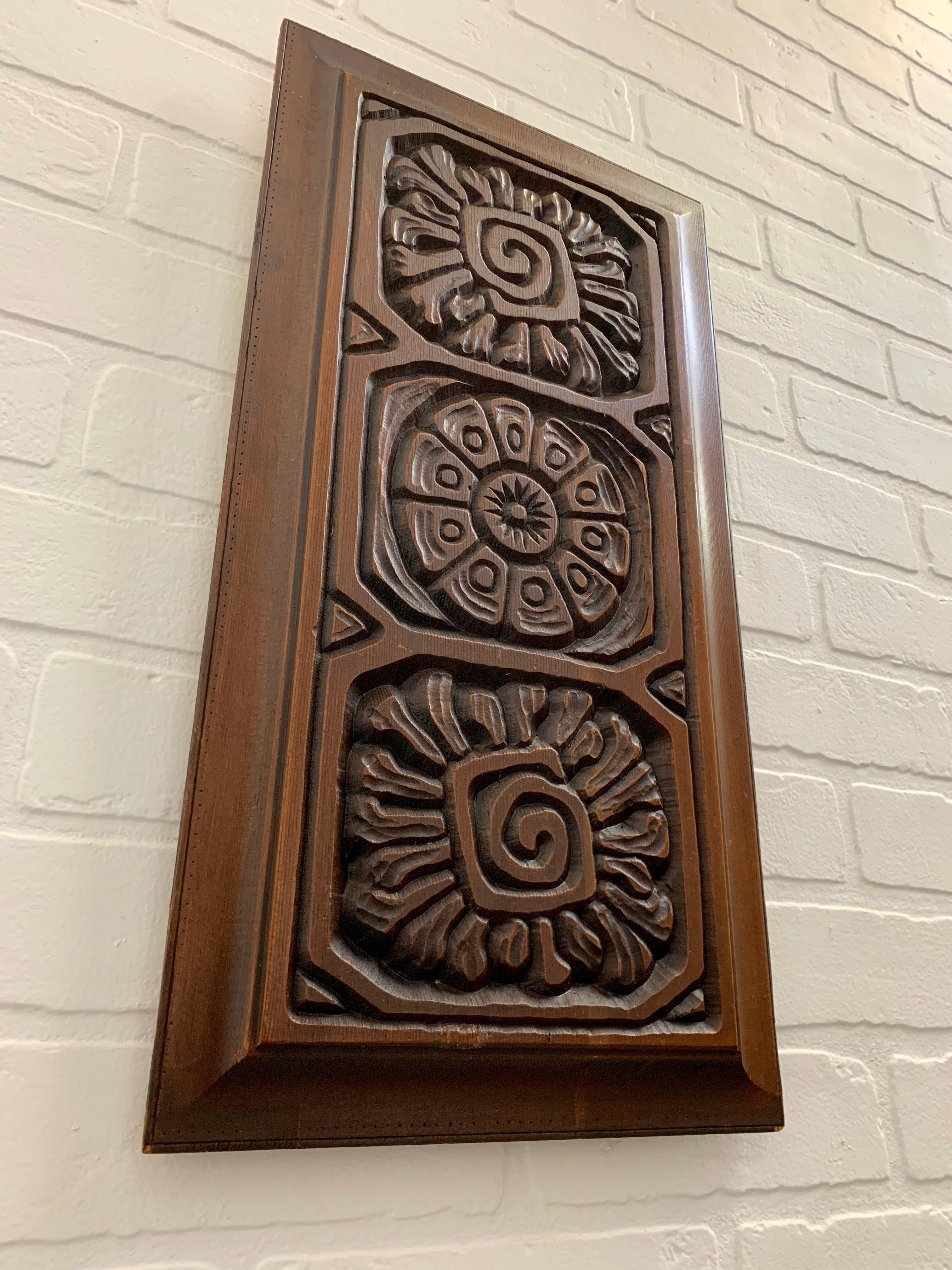 20th Century Midcentury Carved Redwood Panel