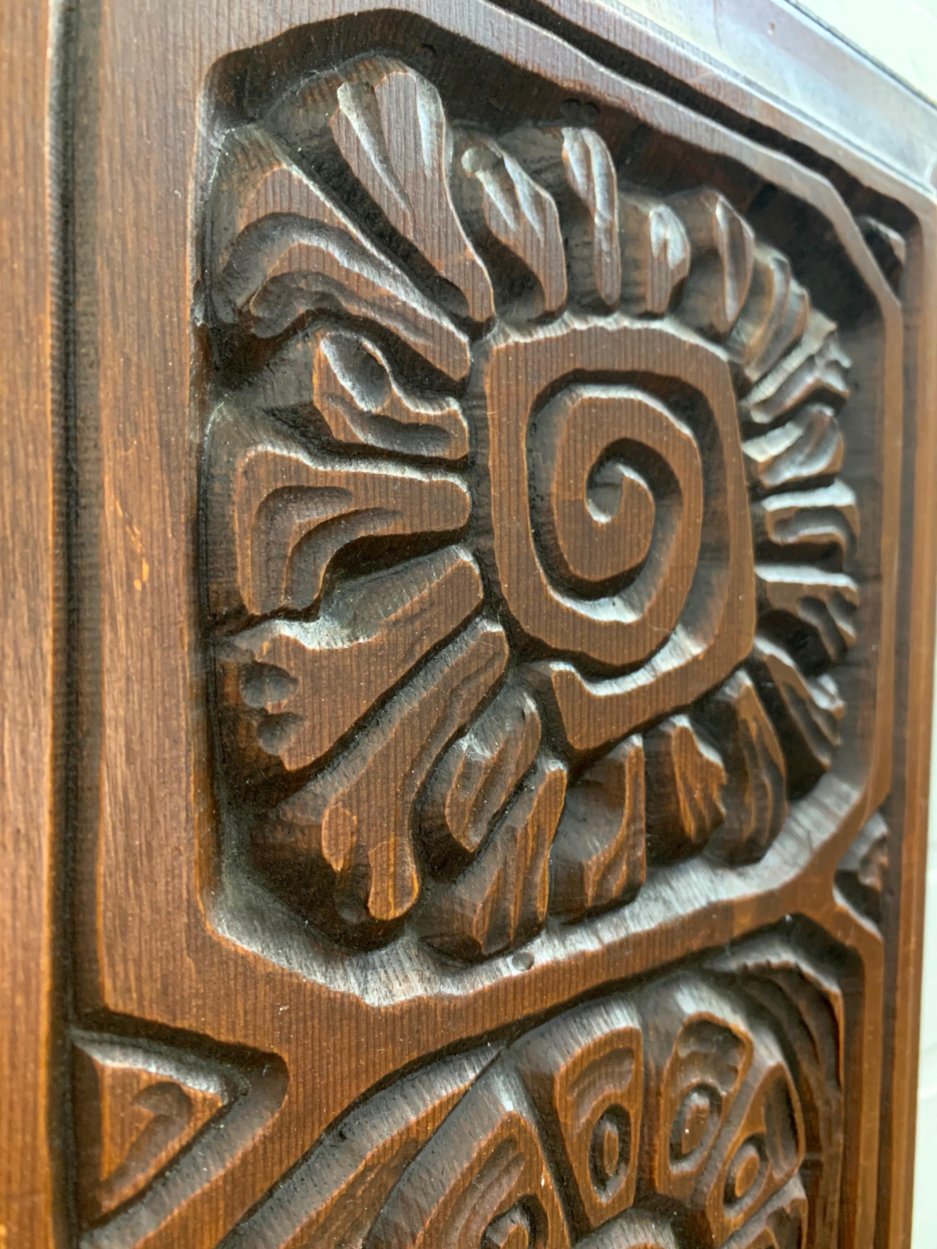Wood Midcentury Carved Redwood Panel