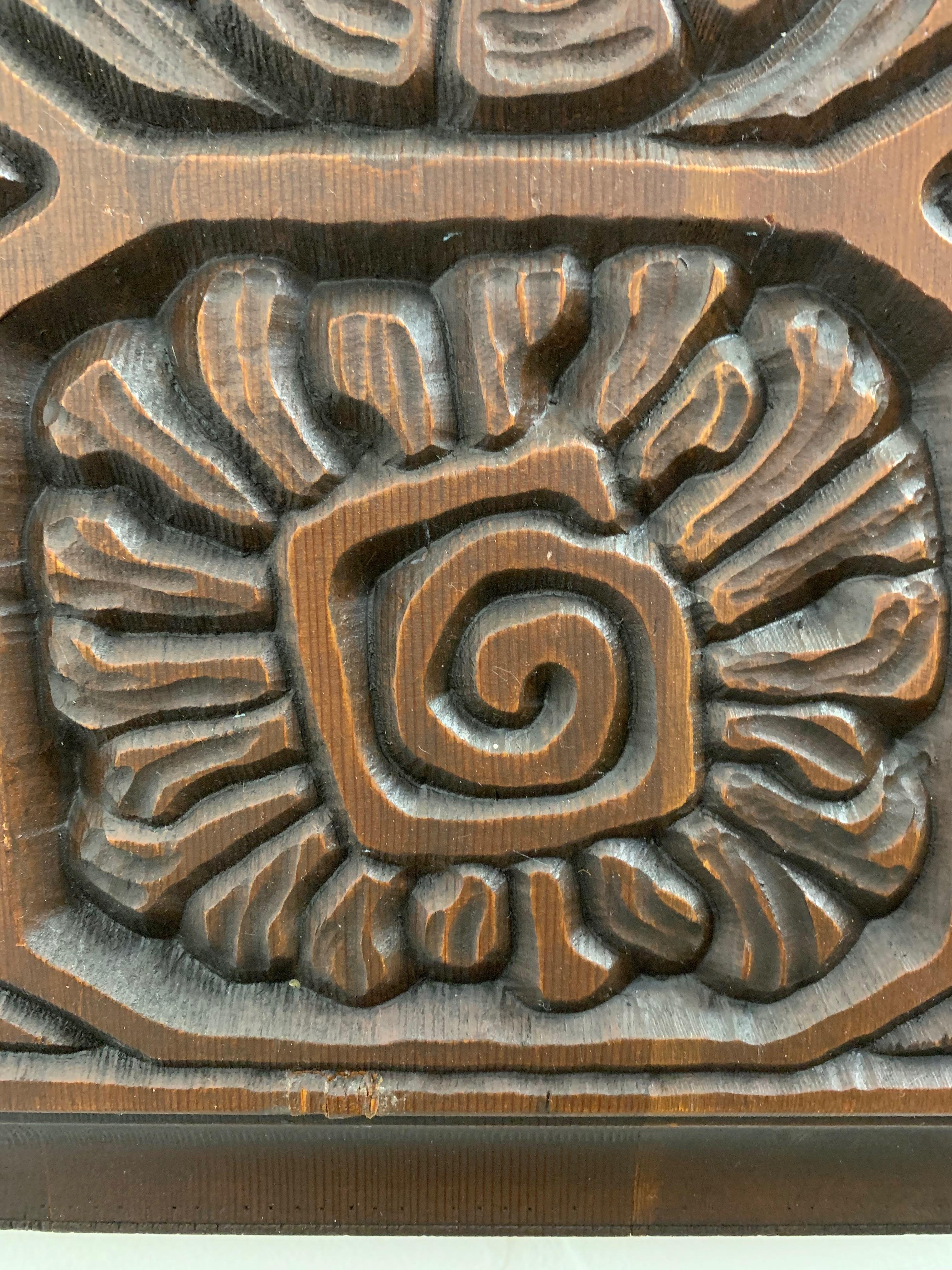 Midcentury Carved Redwood Panel 2