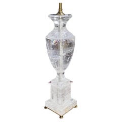 Antique Mid Century Carved Rock Crystal Vase Table Lamp