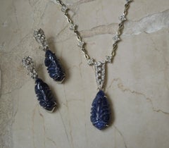 Mid-Century Carved Sapphire Cocktail Suite