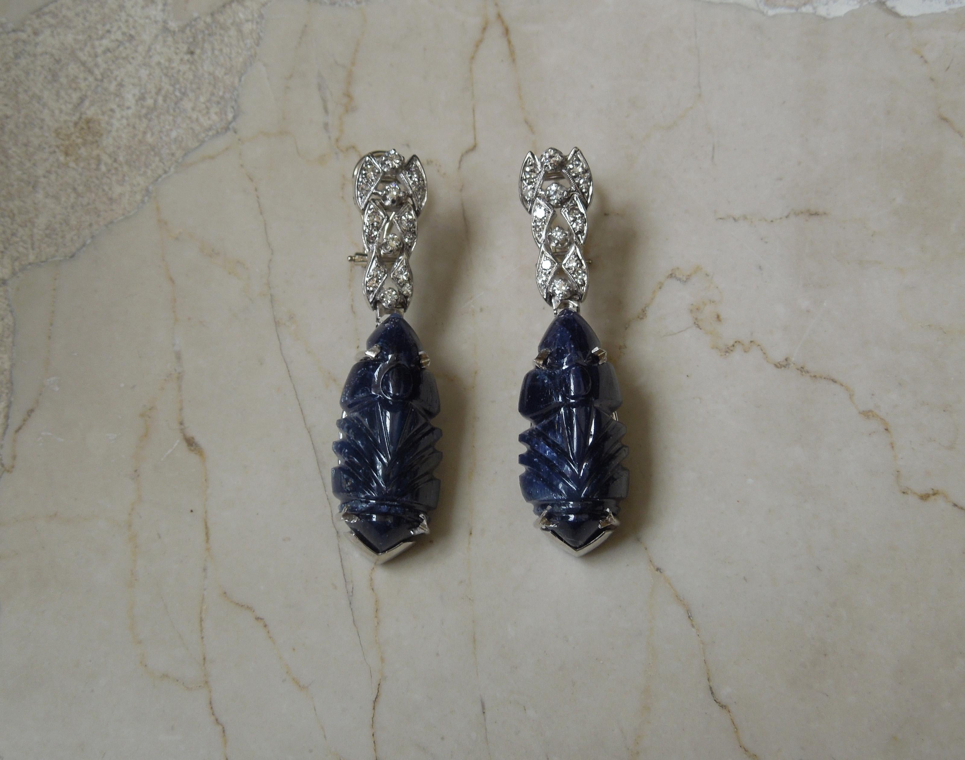 Women's Mid-Century Carved Sapphire Cocktail Suite For Sale