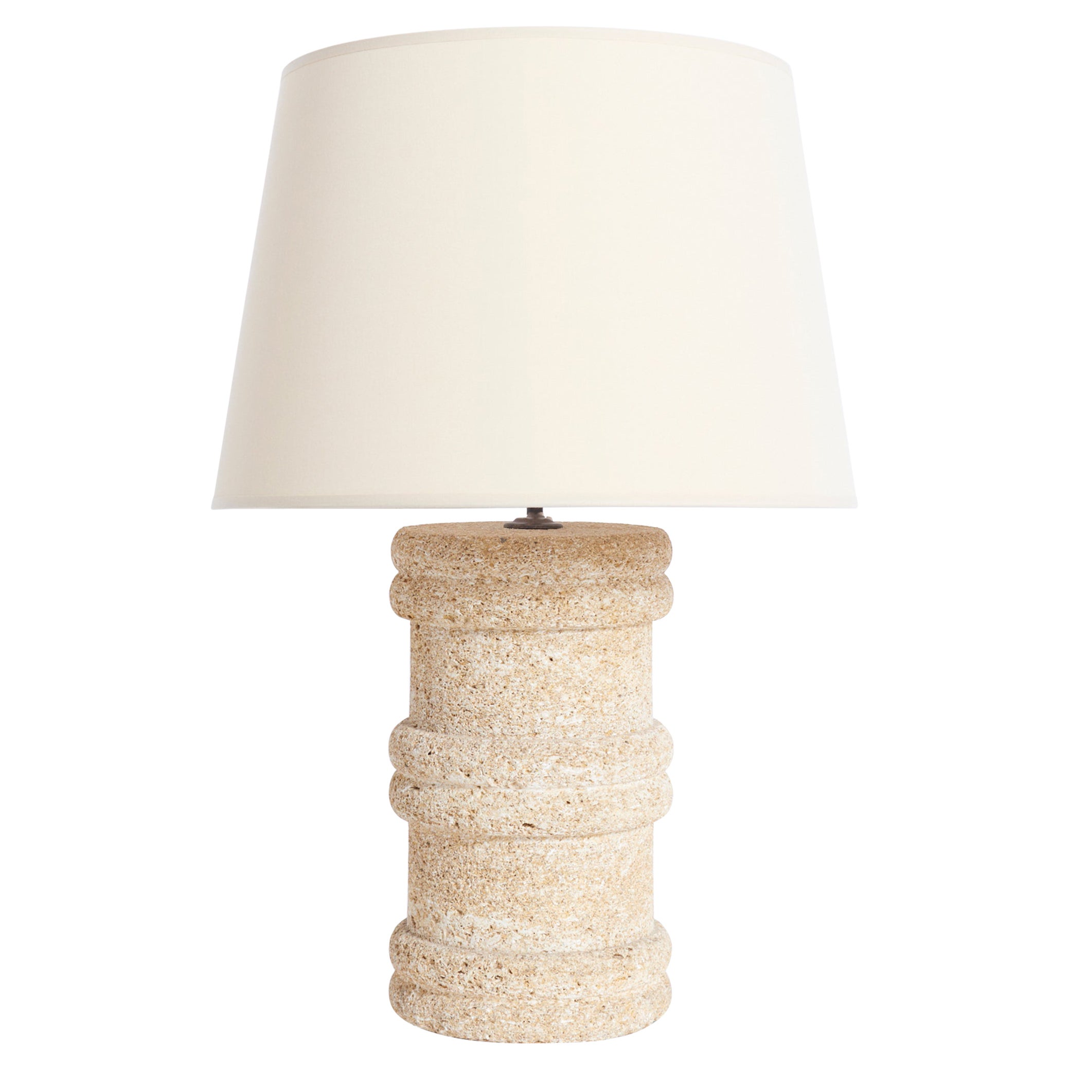 Mid-Century Carved Stone Table Lamp
