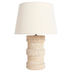 Mid-Century Carved Stone Table Lamp