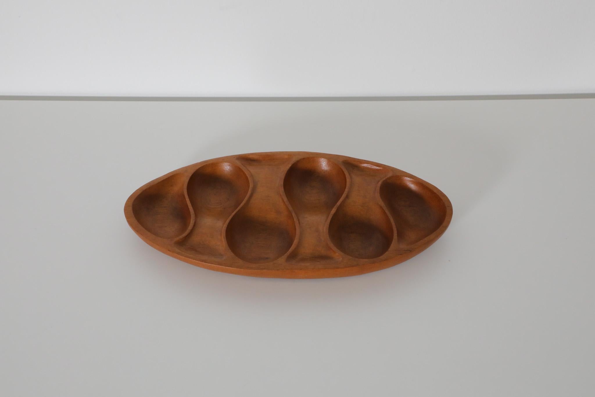 Mid-Century Modern Mid-Century Carved Teak Hors d’Oeuvres Tray in the style of Laur Jensen
