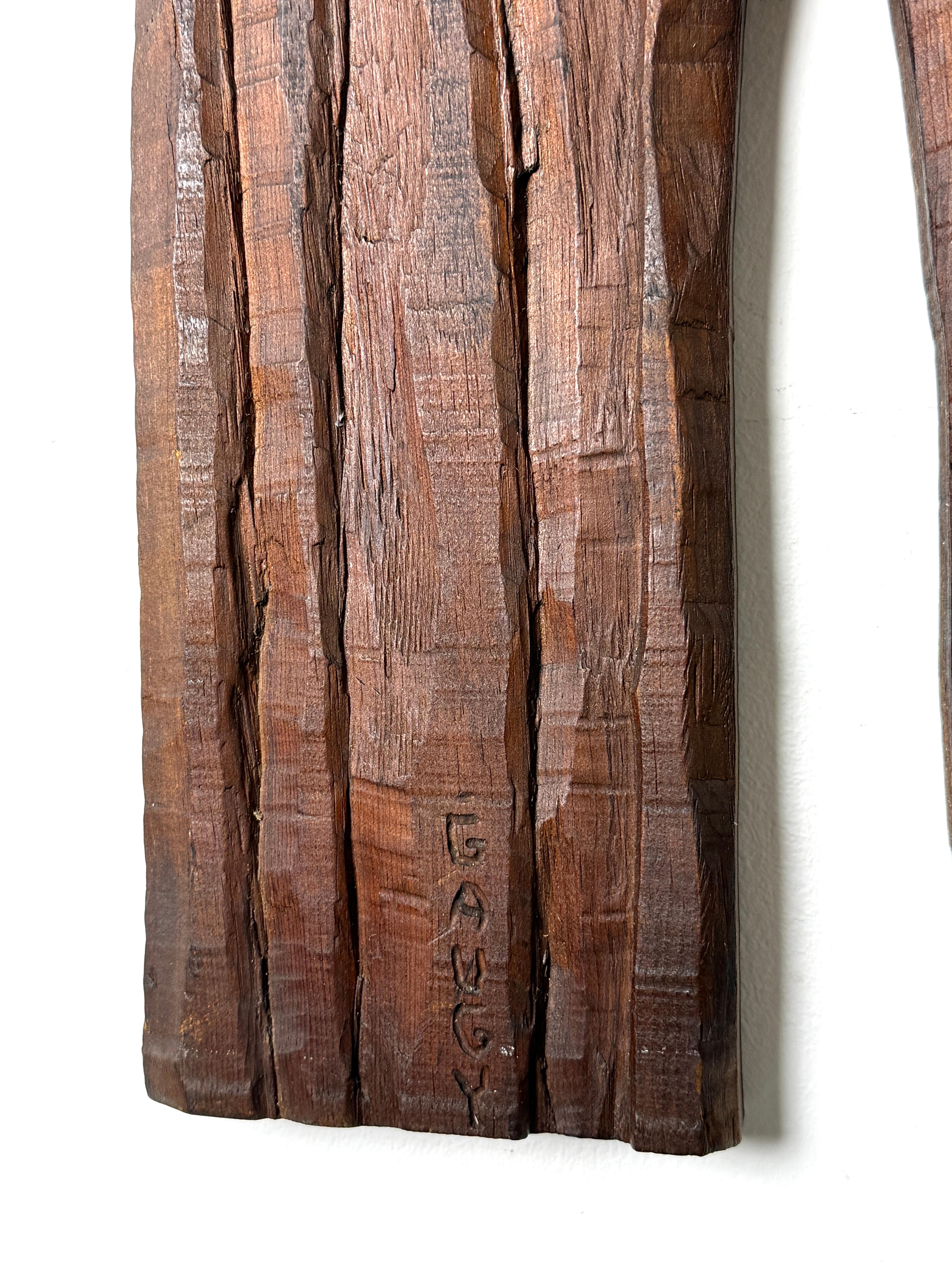Mid Century Carved Wood Abstract Wall Hanging Sculpture by Jean Claude Gaugy For Sale 4