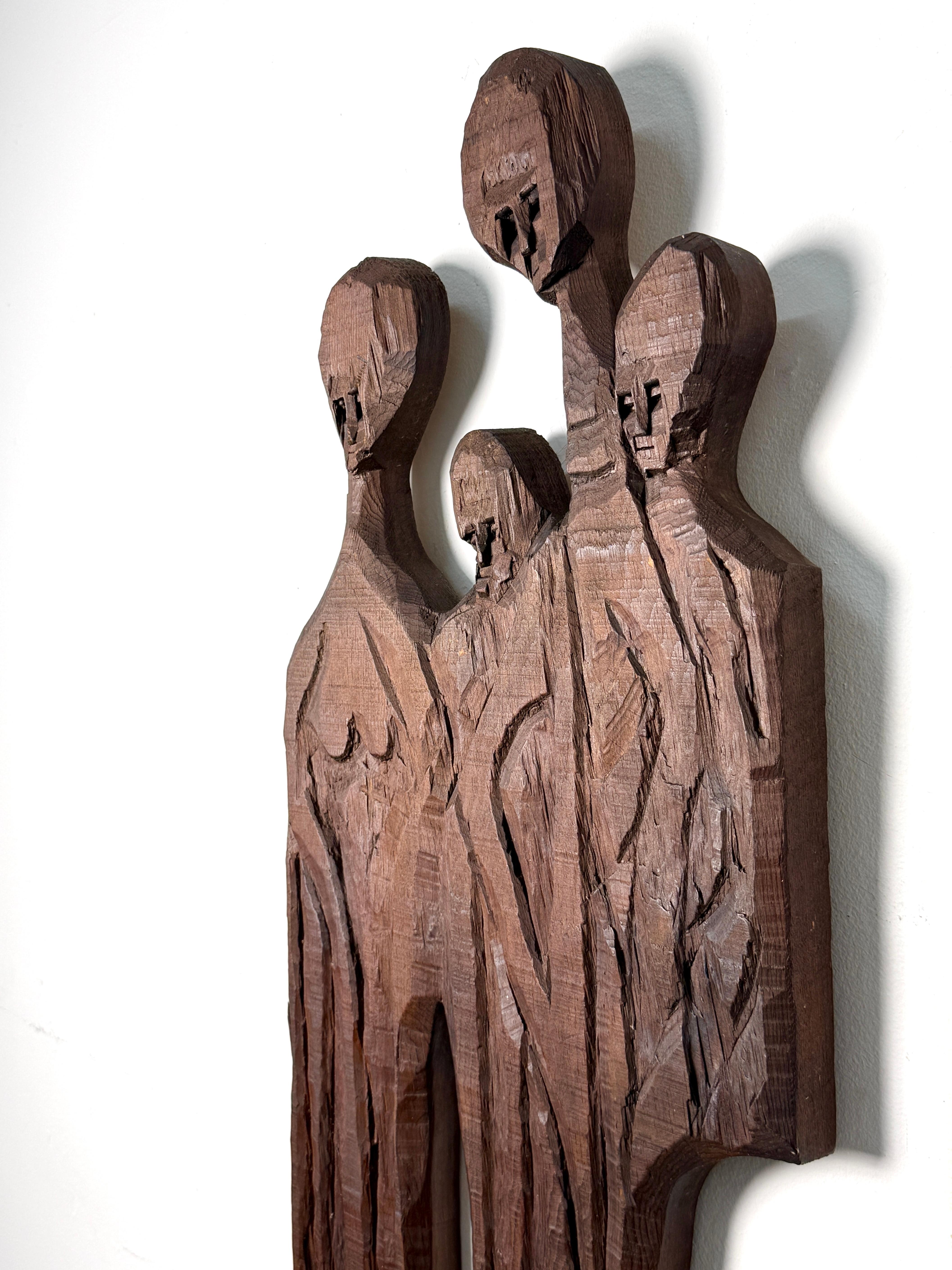 Mid-Century Modern Mid Century Carved Wood Abstract Wall Hanging Sculpture by Jean Claude Gaugy For Sale