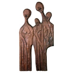 Abstrakte Wandbehangskulptur aus geschnitztem Holz von Jean Claude Gaugy aus der Mitte des Jahrhunderts