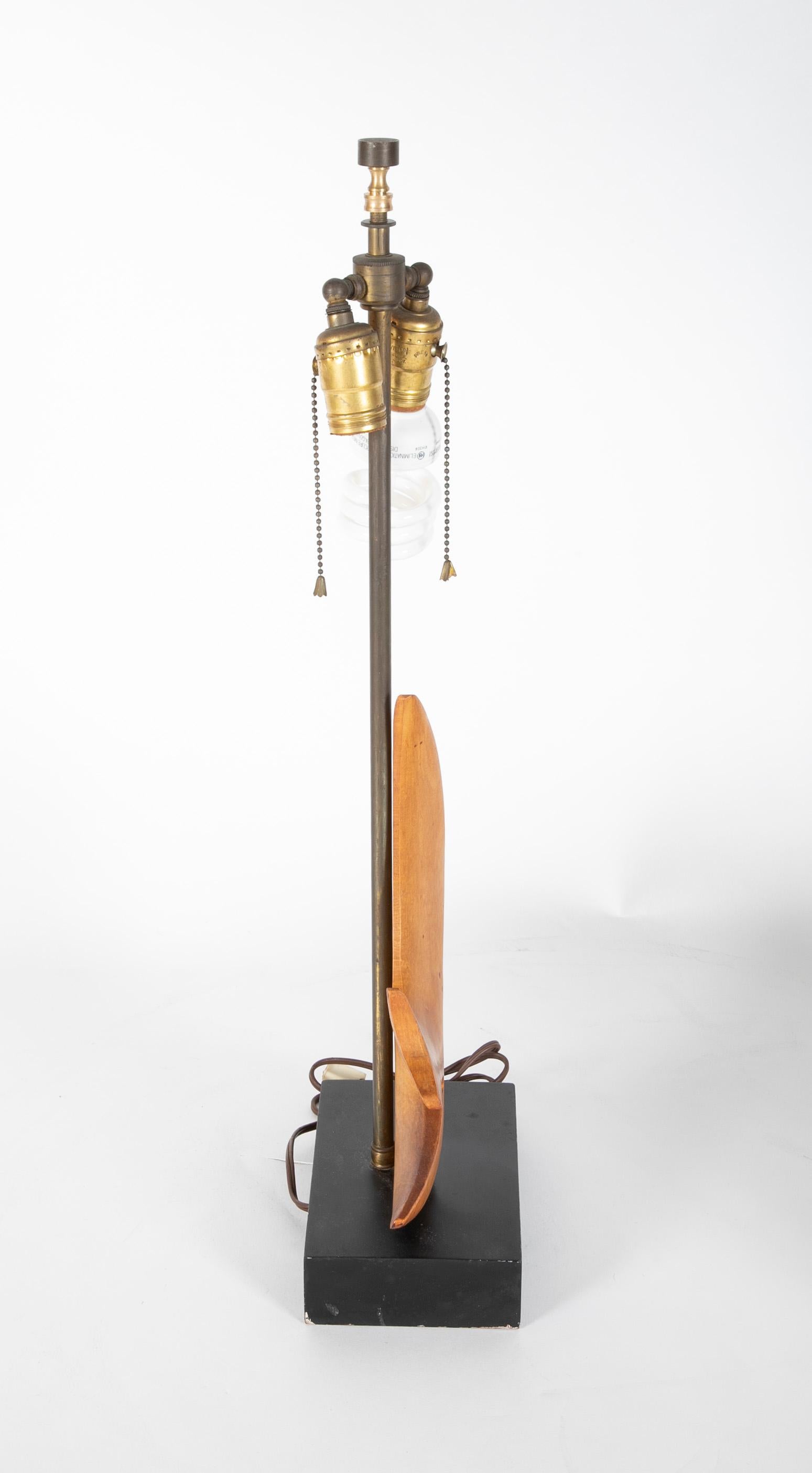 Mid-20th Century Midcentury Carved Wood Lamp Inspired by 'Oiseau de Braque'