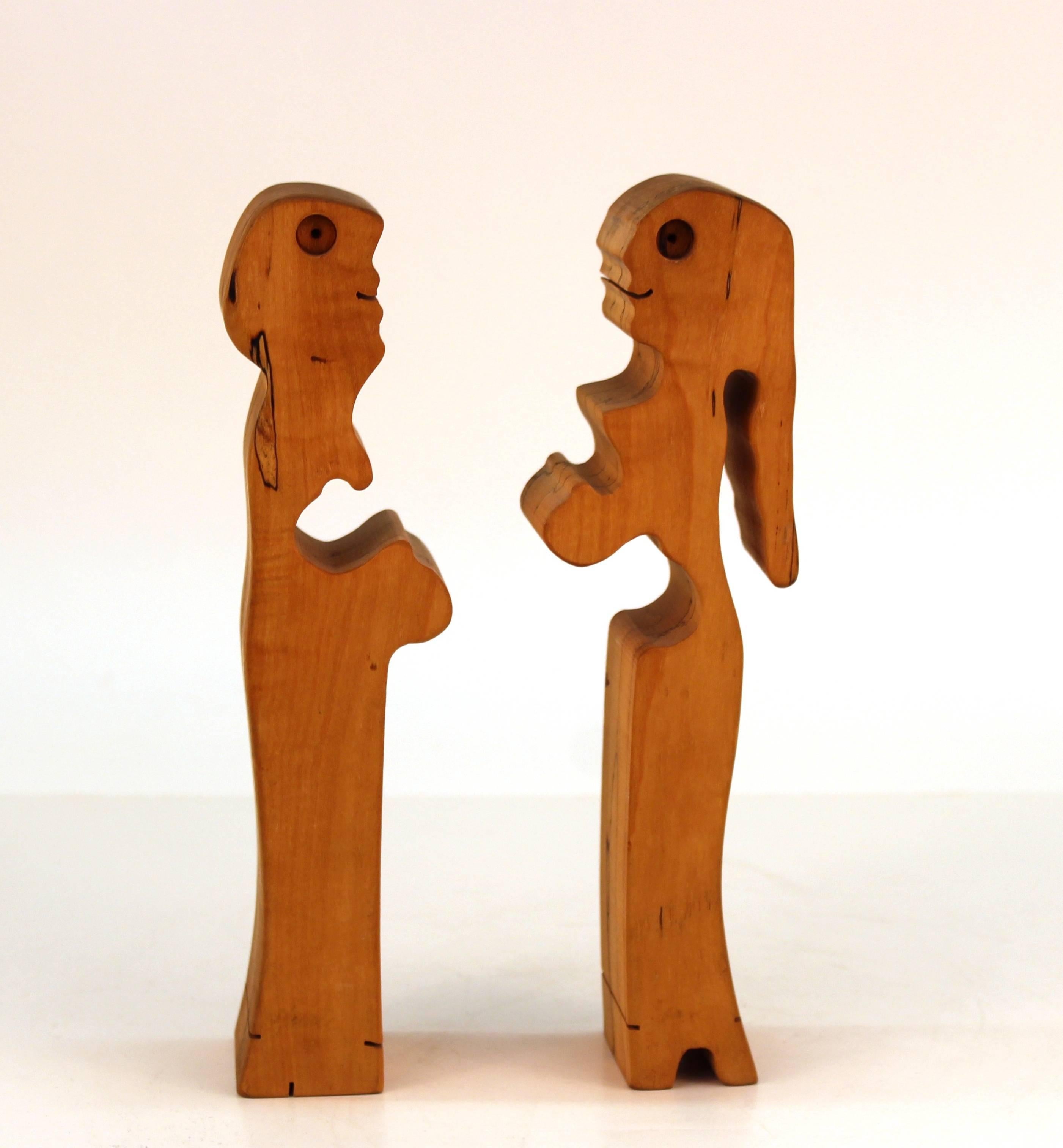 Midcentury Carved Wood Puzzle Sculpture of Embracing Couple In Good Condition In New York, NY