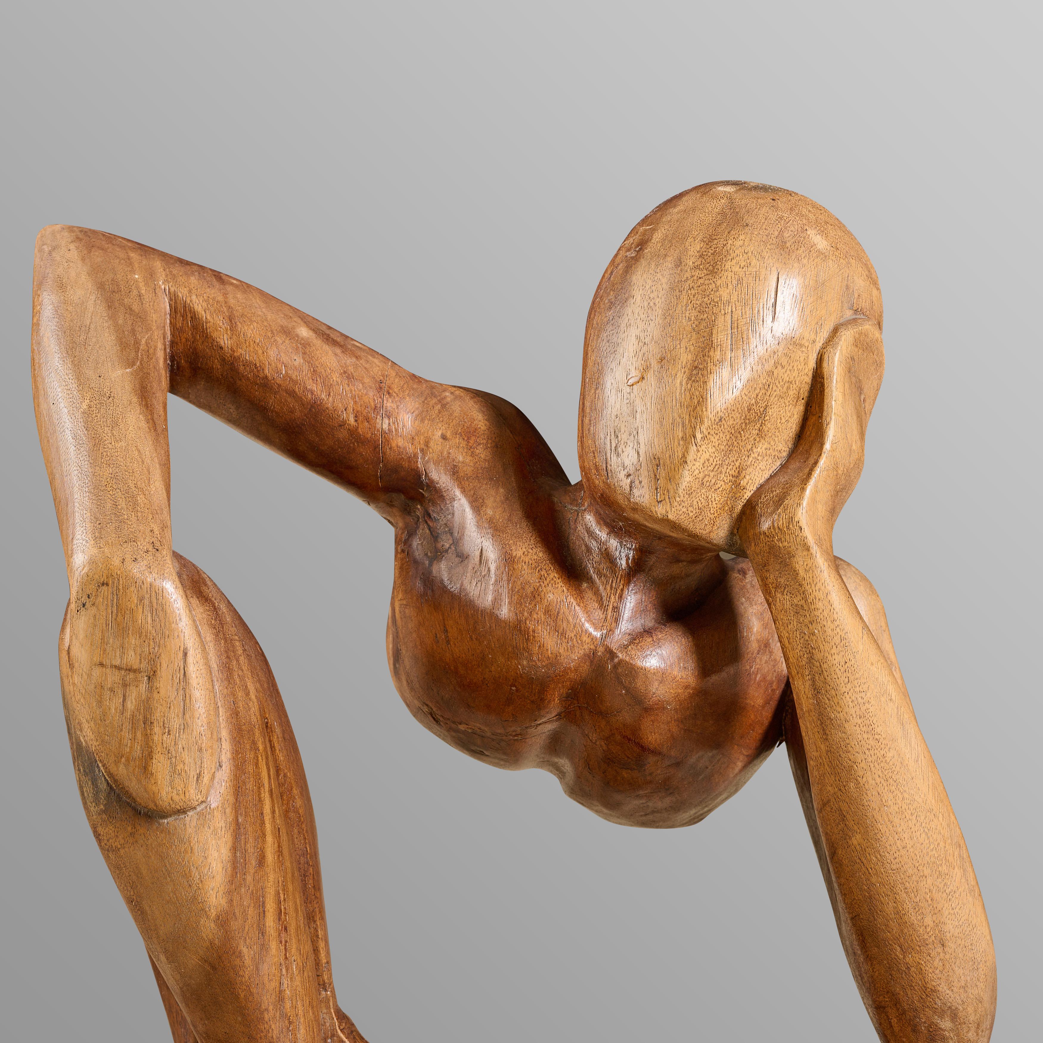 Argentine Mid-Century Carved Wood Sculpture of Female Figure