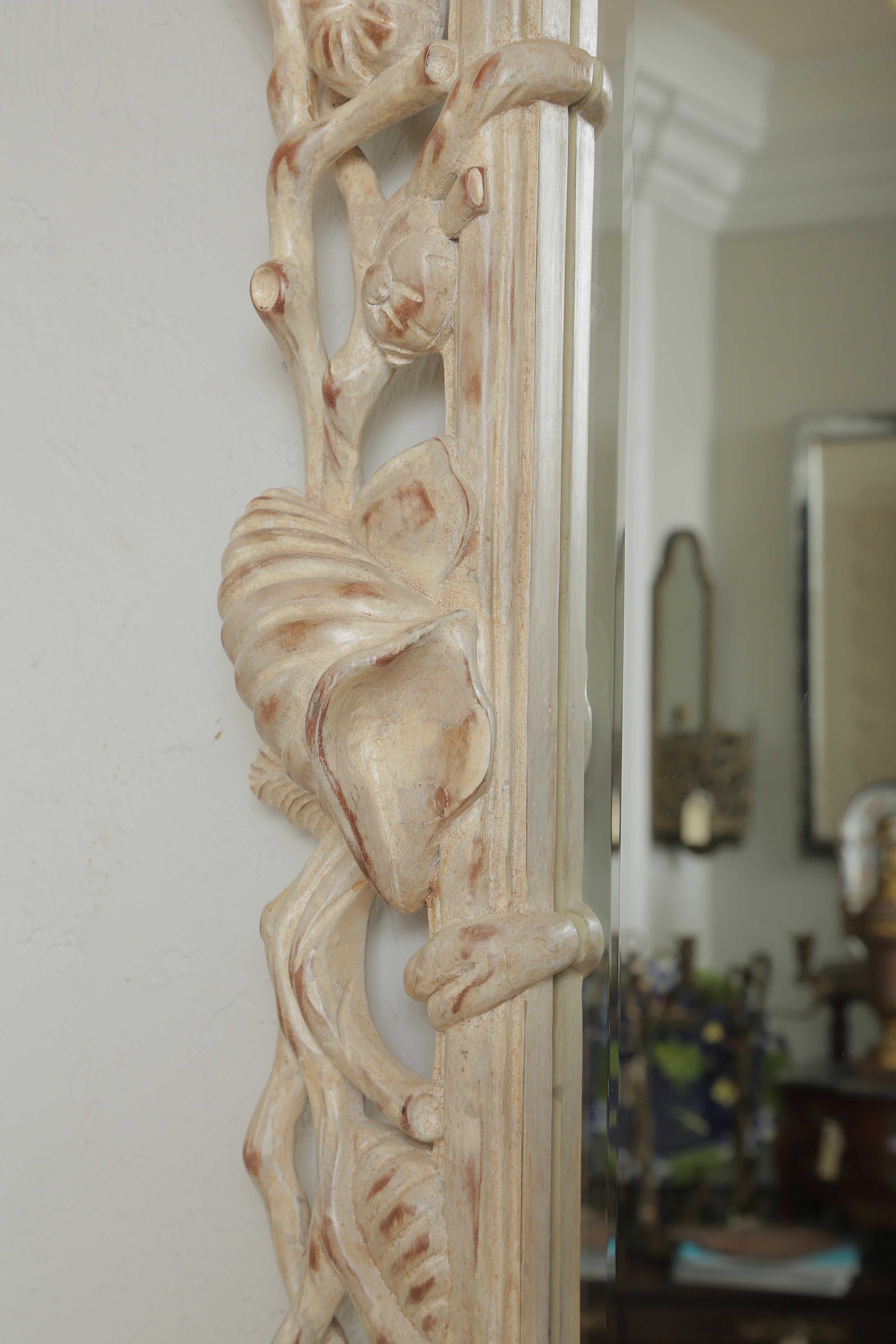 Hollywood Regency Carved Wood Shell Mirror 7