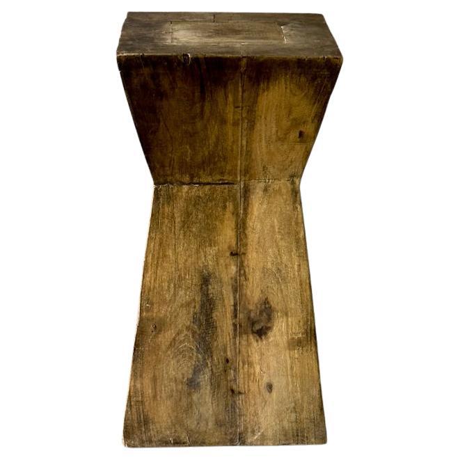 Midcentury Carved Wooden Plinth or Side Table For Sale