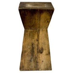 Retro Midcentury Carved Wooden Plinth or Side Table