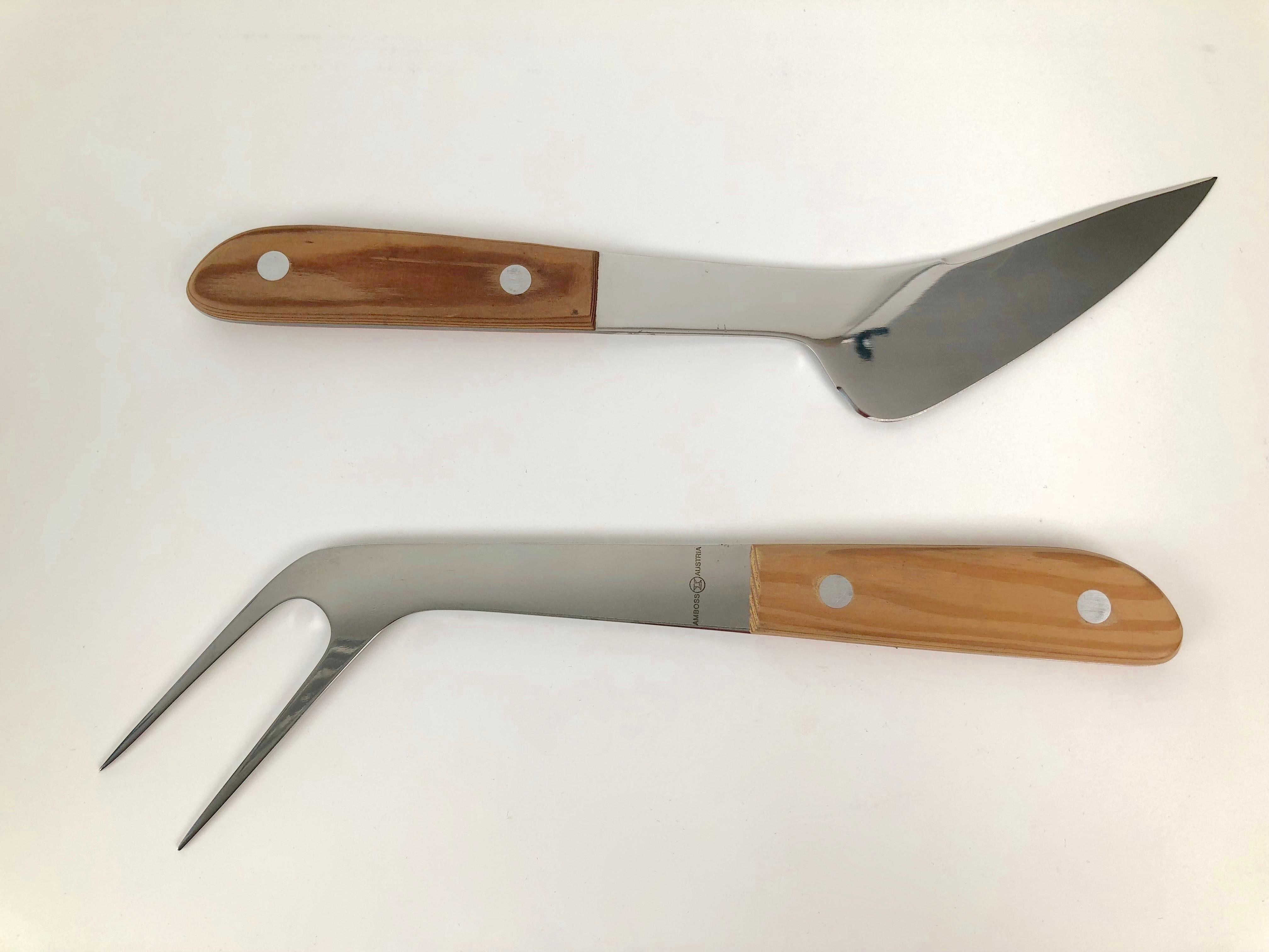 Mid-Century Modern Couteau et fourchette à découper du milieu du siècle dernier:: Emboss Austria:: années 1960 en vente
