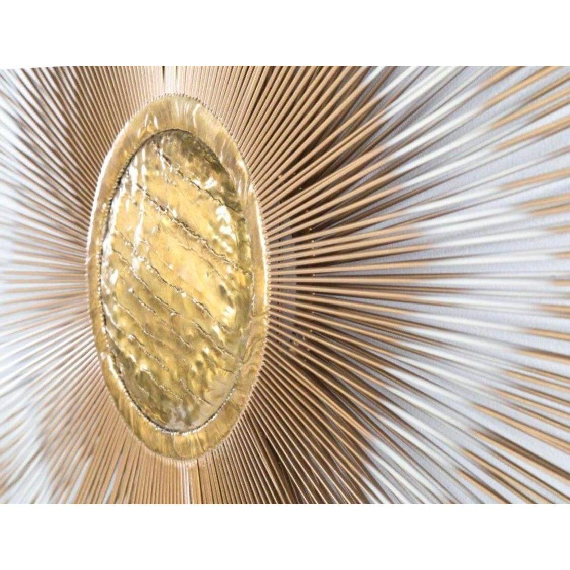 Mid-Century Casa Devall 2-Tier Kupfer Messing Brutalist Sunburst Wandskulptur (Moderne der Mitte des Jahrhunderts) im Angebot